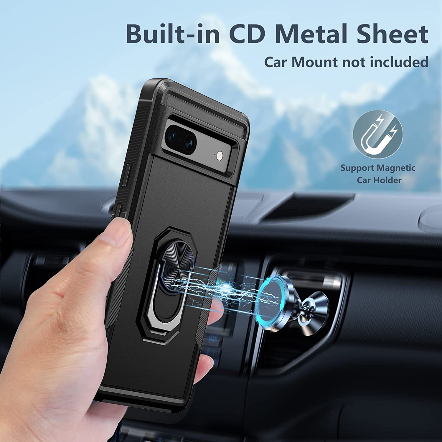 Military Grade Protection for Your Google Pixel 7 Shockproof Phone Case with Rotatable Magnetic Kickstand & Lens Shield