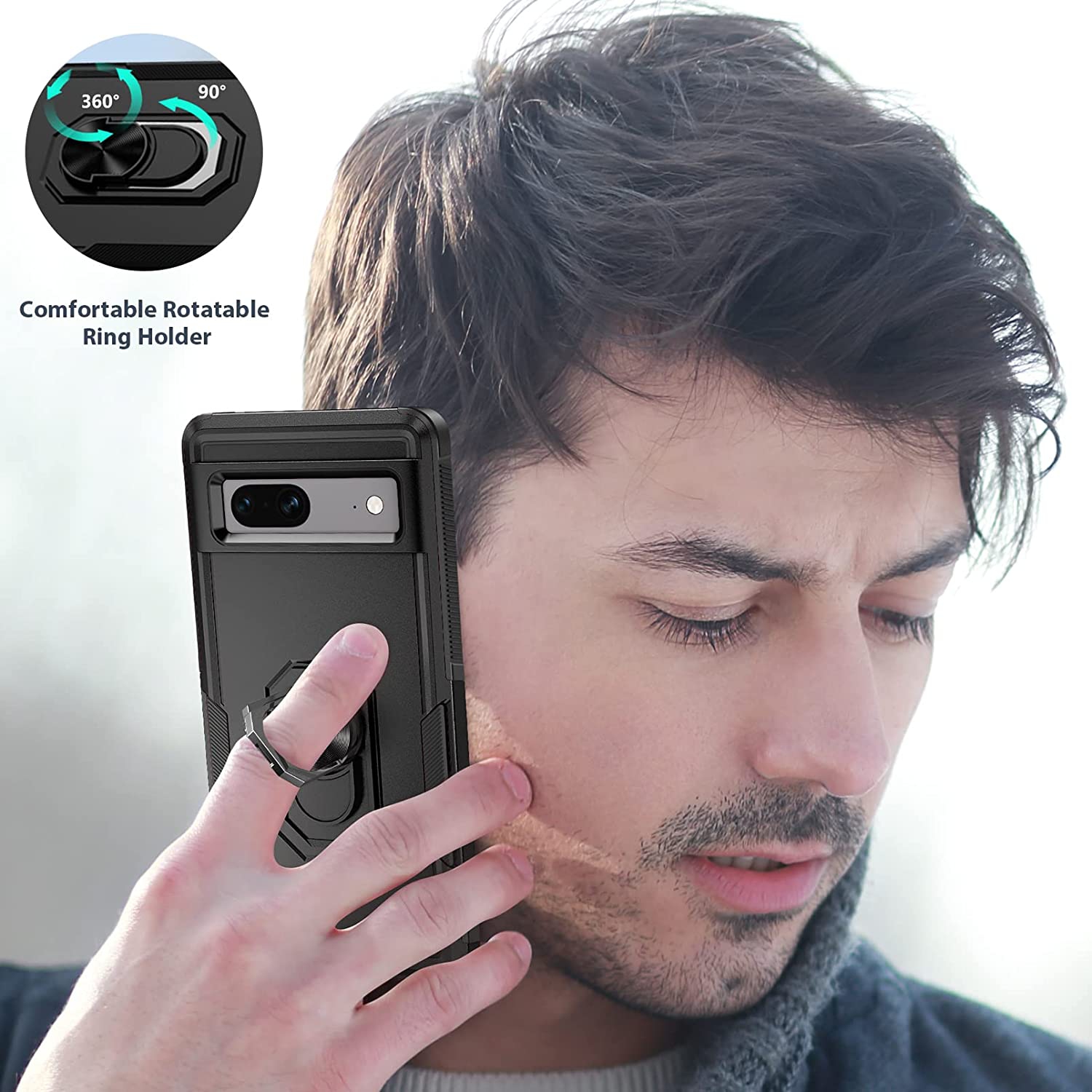 Military Grade Protection for Your Google Pixel 7 Shockproof Phone Case with Rotatable Magnetic Kickstand & Lens Shield