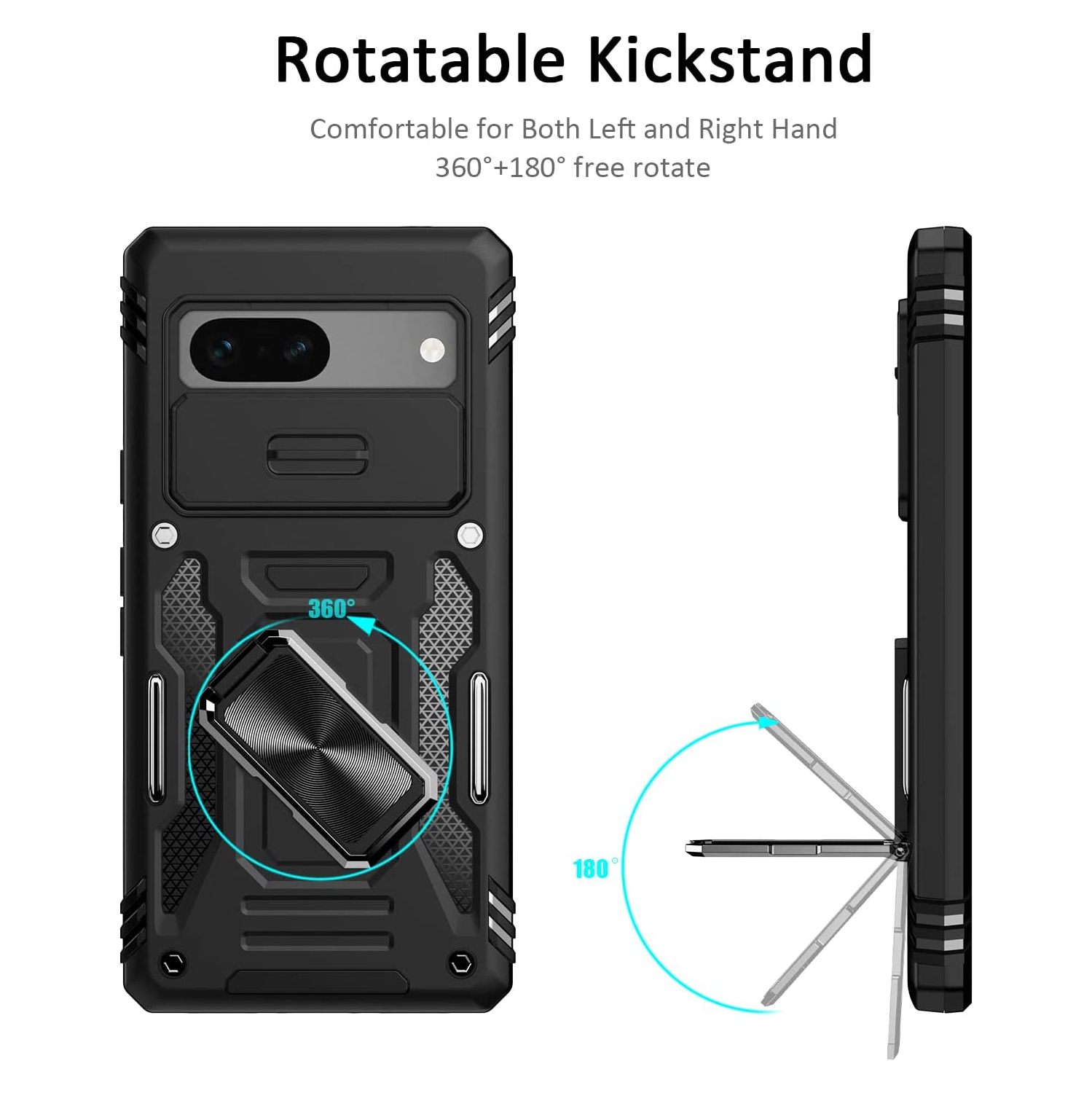 Military Grade Protection for Your Google Pixel 7 Shockproof Phone Case with Rotatable Magnetic Kickstand & Lens Shield