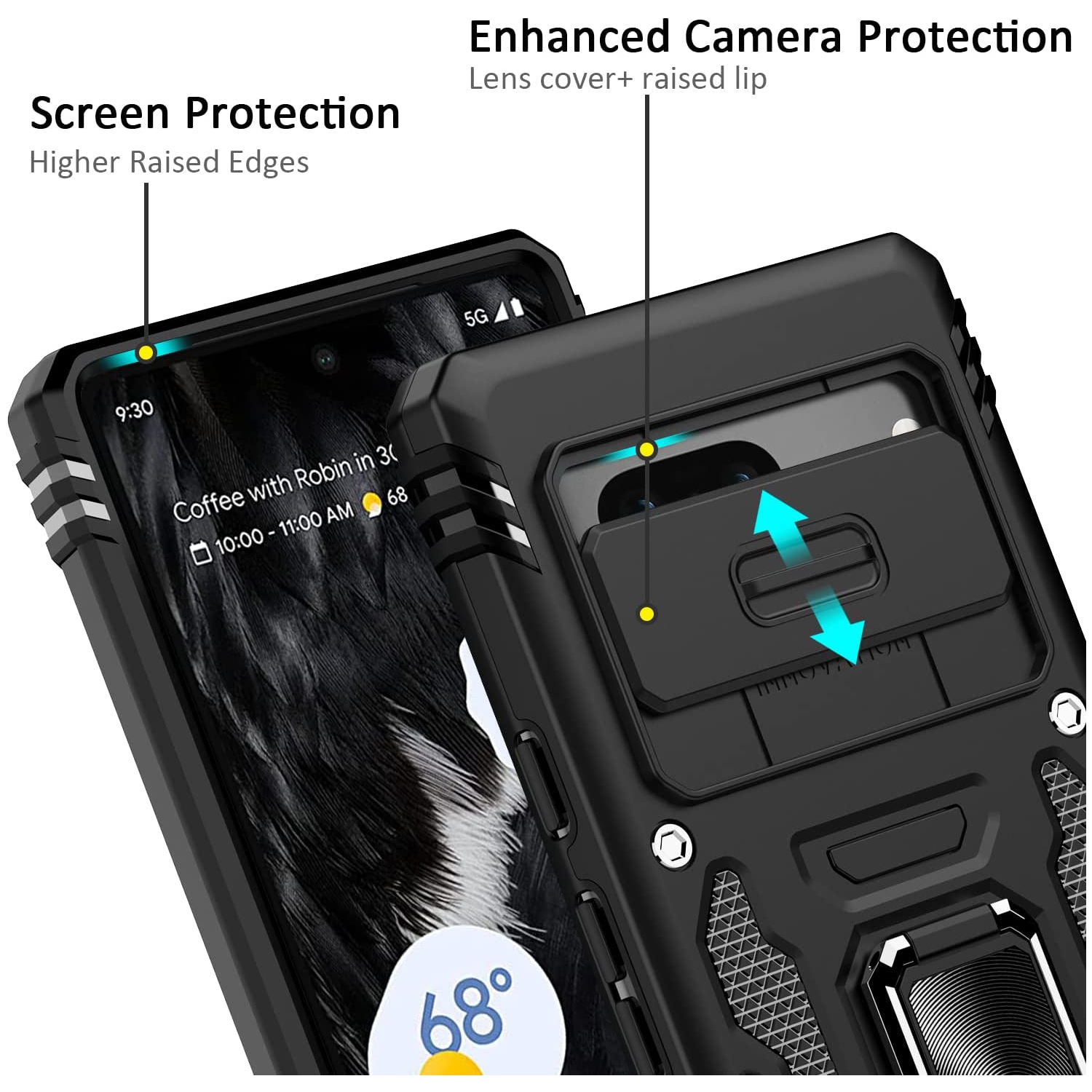 Military Grade Protection for Your Google Pixel 7 Shockproof Phone Case with Rotatable Magnetic Kickstand & Lens Shield