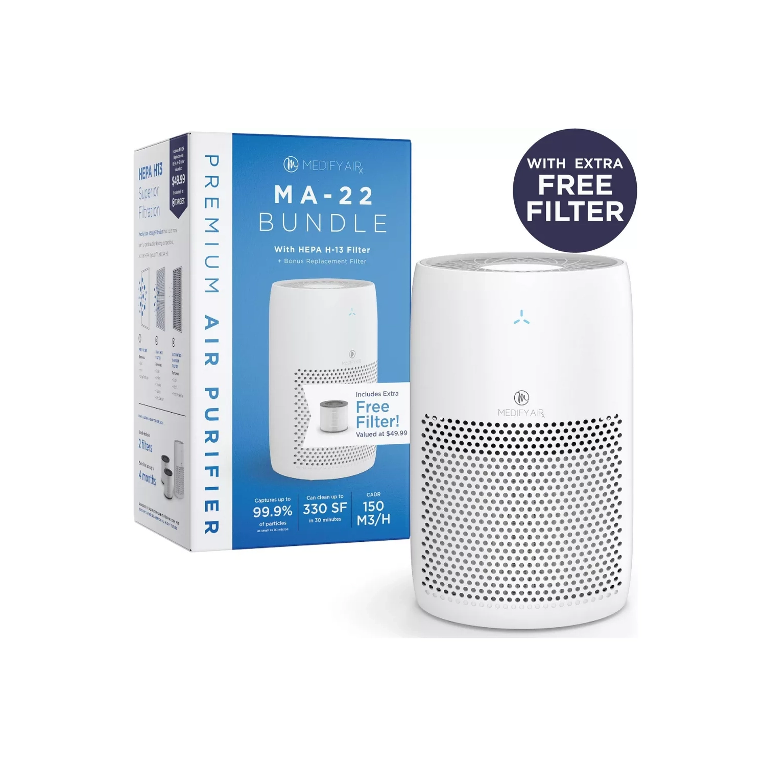 Medify Air Ma-22 Value Pack White With 1 Extra Filter