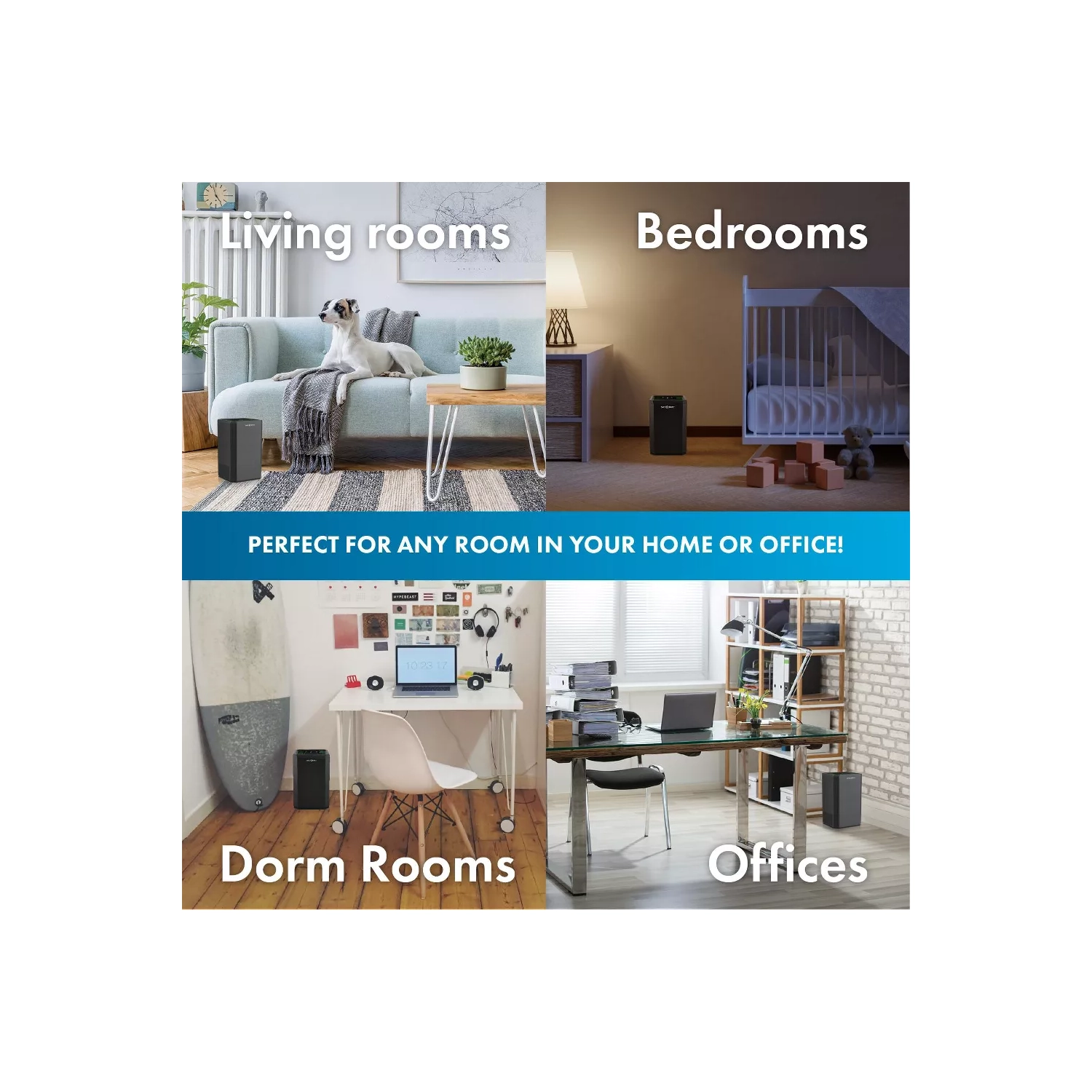 Safe+mate True Hepa Air Purifier 210 Sqft - Black