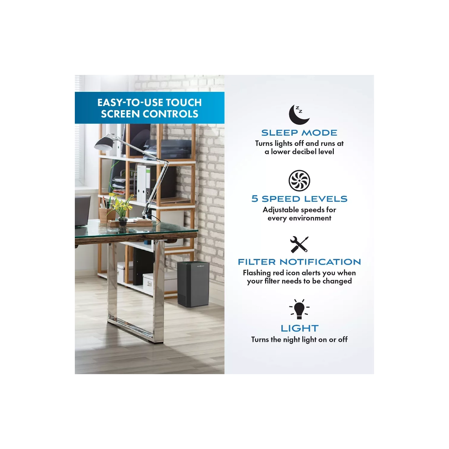 Safe+mate True Hepa Air Purifier 210 Sqft - Black