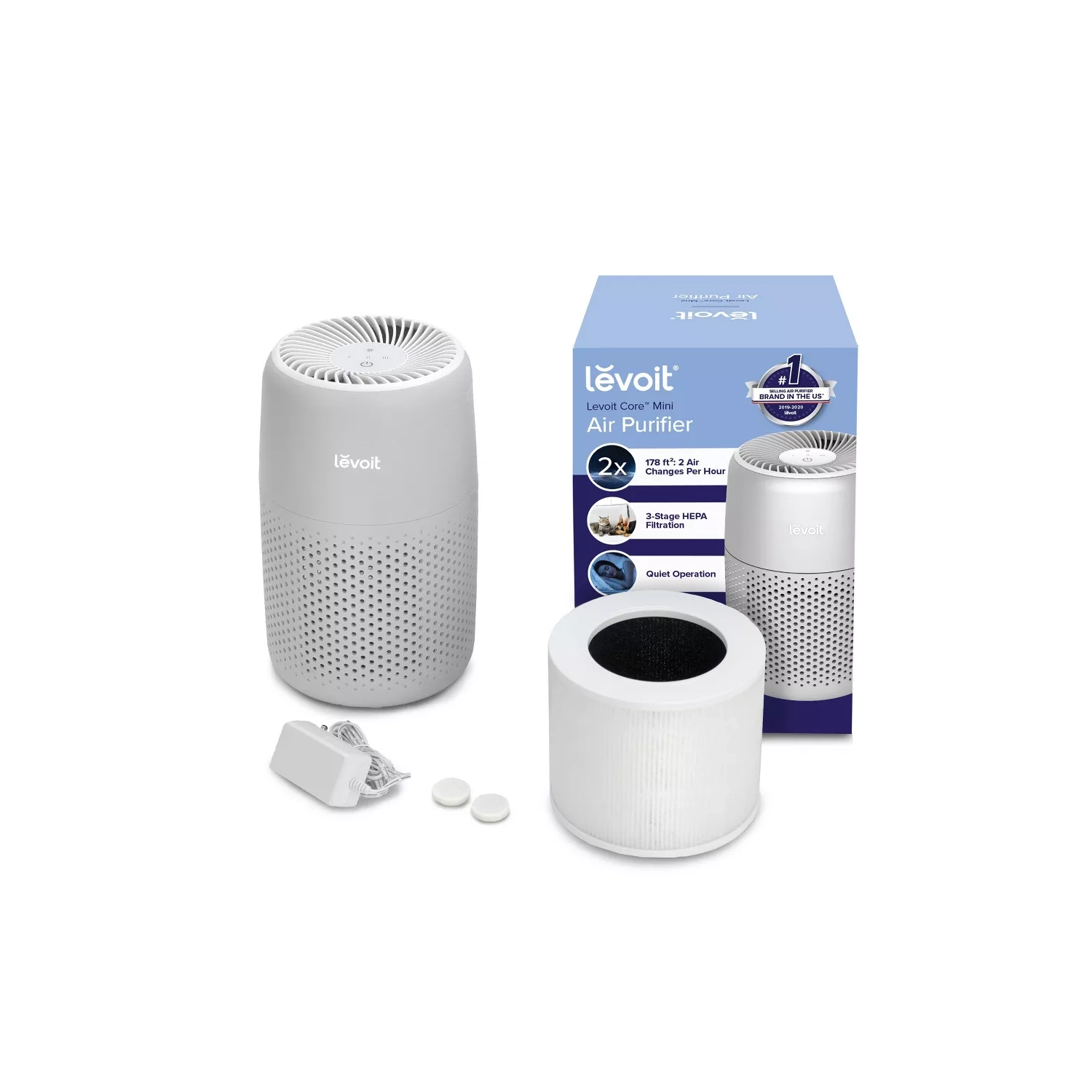 Levoit Air Purifier Core Mini, True HEPA Compact Desktop Air Cleaner with Aroma