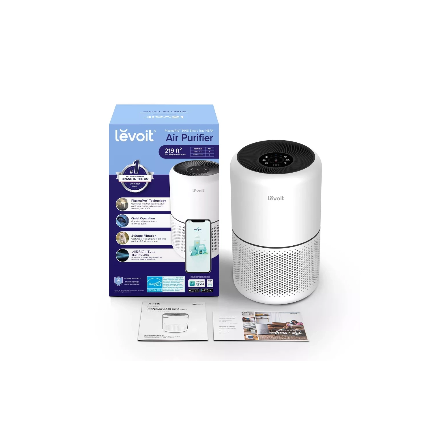 Levoit Plasma Pro 300s Smart True Hepa Smart Air Purifier White