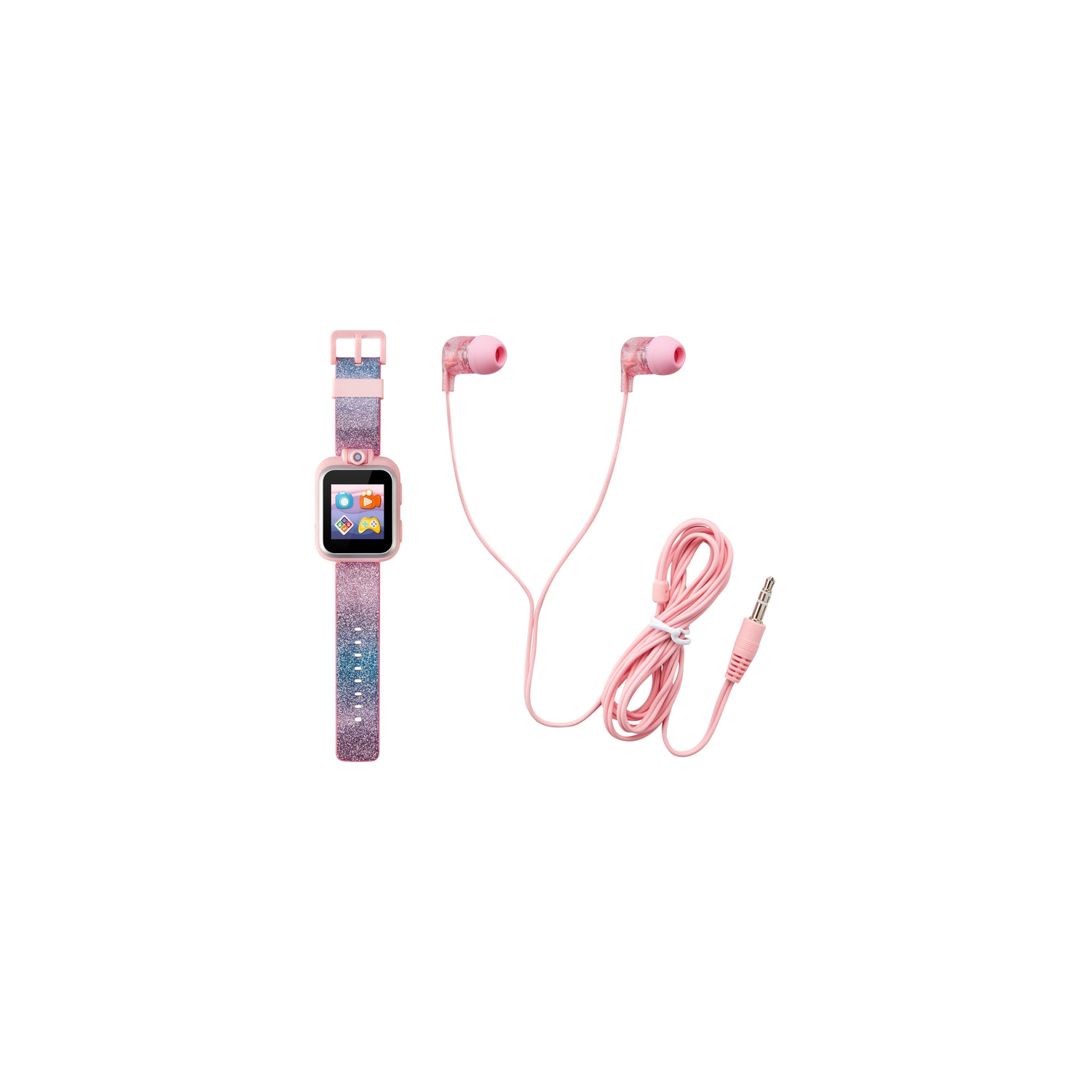 PlayZoom 2 Kids Smartwatch & Earbuds Set: Pink/Blue Gradient Glitter