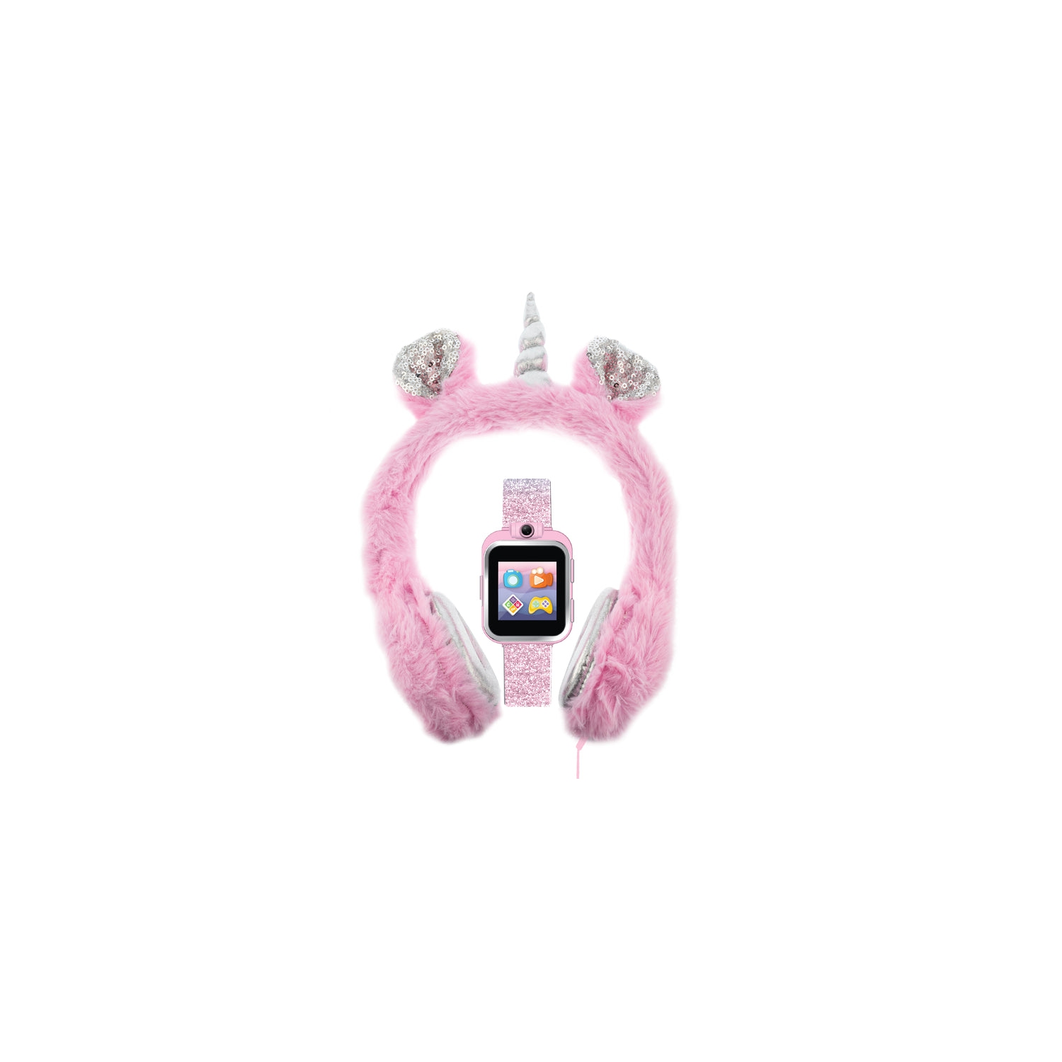 PlayZoom 2 Kids Smartwatch With Earphones: Blush Glitter Fuzzy Unicorn