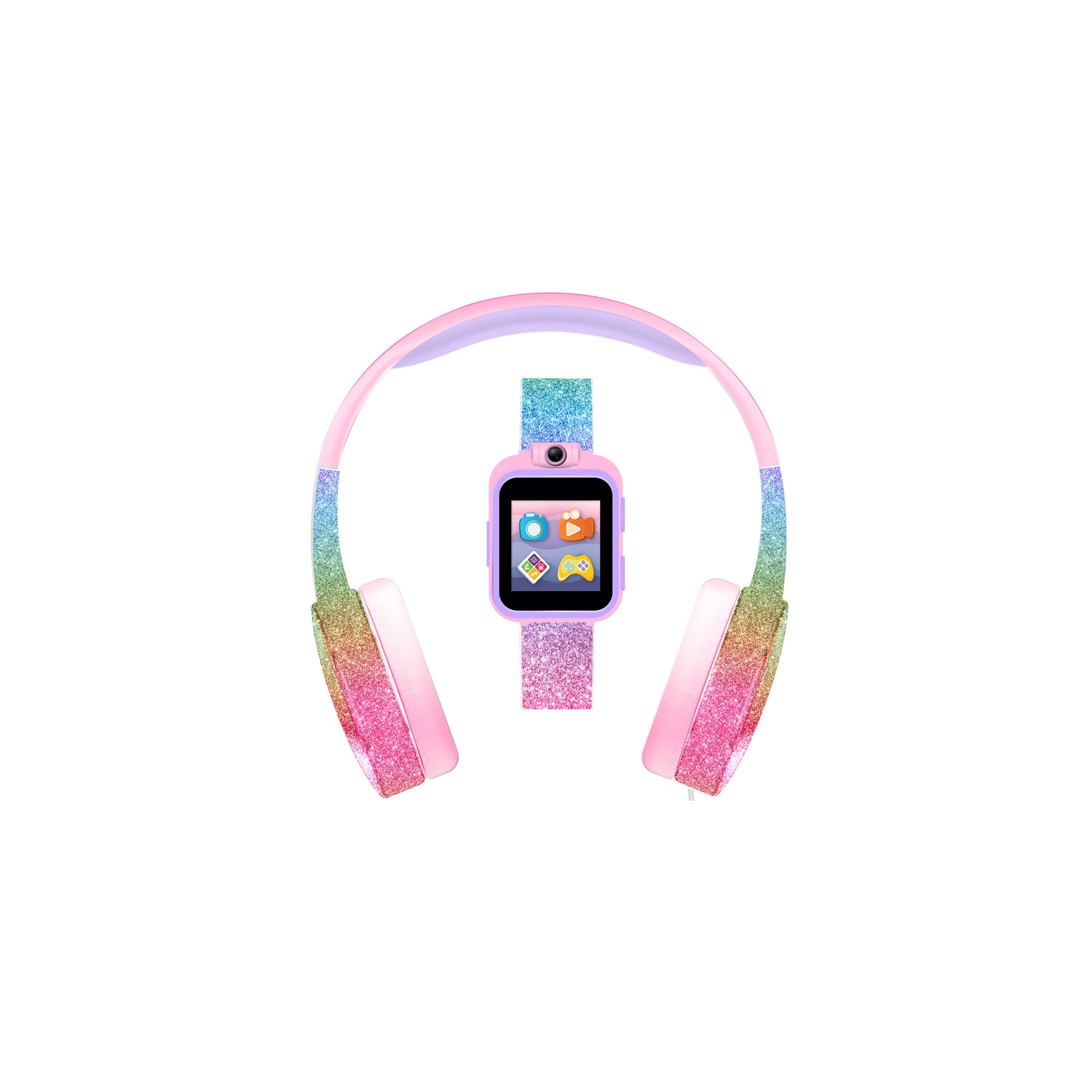 PlayZoom 2 Kids Smartwatch With Headphones: Pink Rainbow Glitter