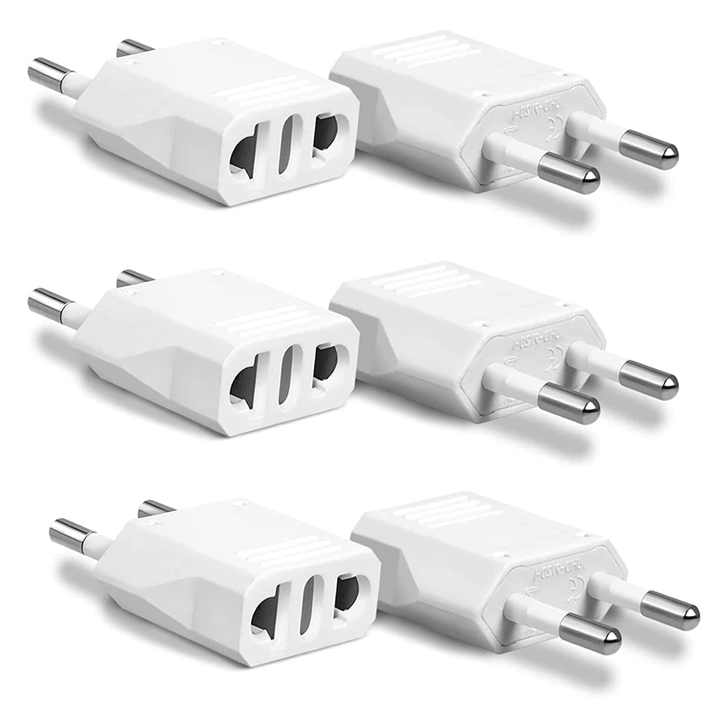 Tedlin European Travel Plug Adapter USB-C for US & CA to Most of Europe, Spain, Germany, France, Italy, Israel - 6 Pack