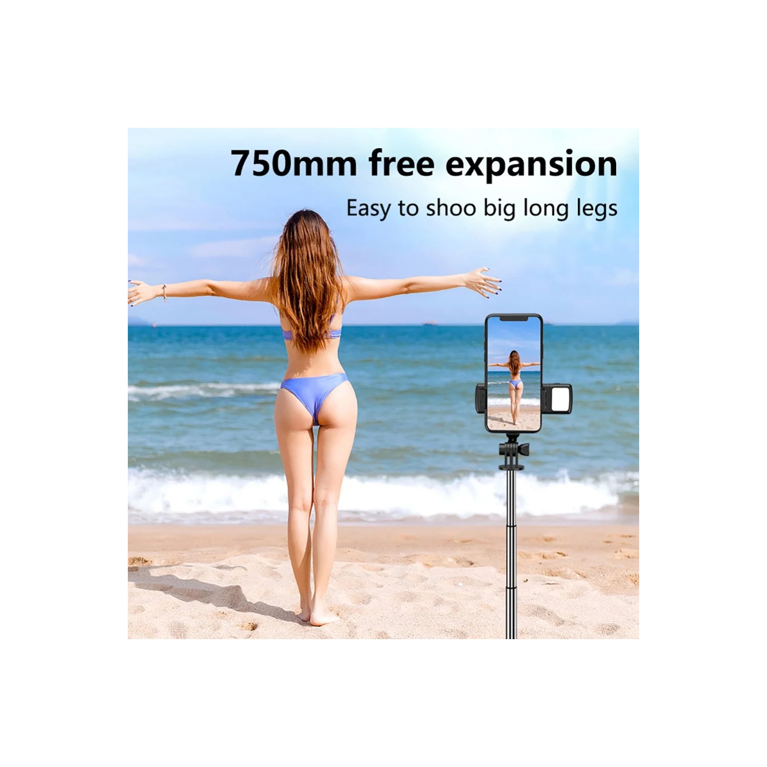 3-in-1 Selfie Stick Tripod with Rechargeable Fill Light & Wireless Remote – 360° Rotation, 10m Range, Foldable & Portable Stand for