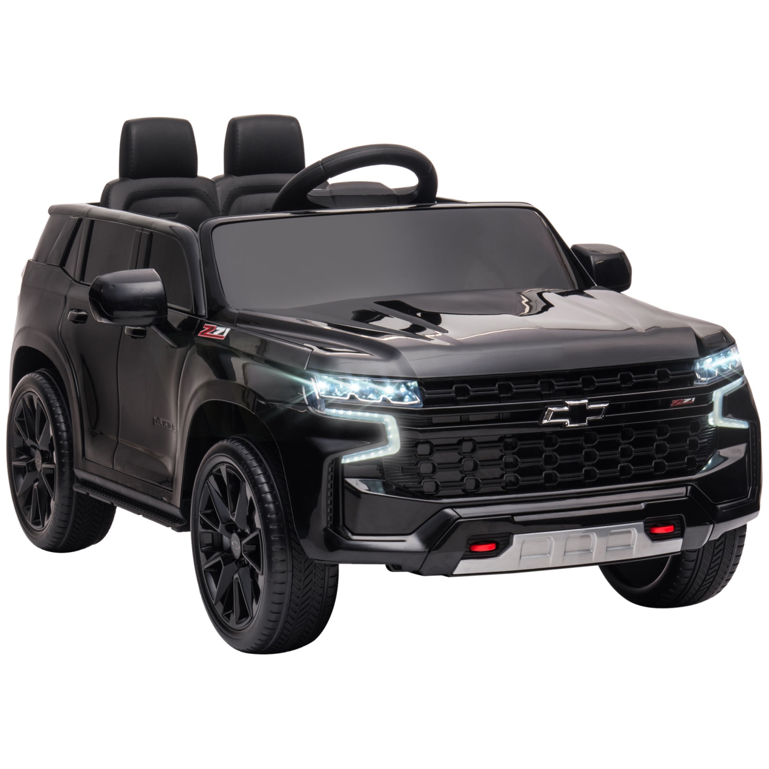 Aosom 12V Ride on Car Licensed Chevrolet TAHOE, Kid Ride on Car with Remote Control, 3 Speed, Spring Suspension, LED Light, Horn, Music, Kids Electric Car, for 3–6 Years Old, Black