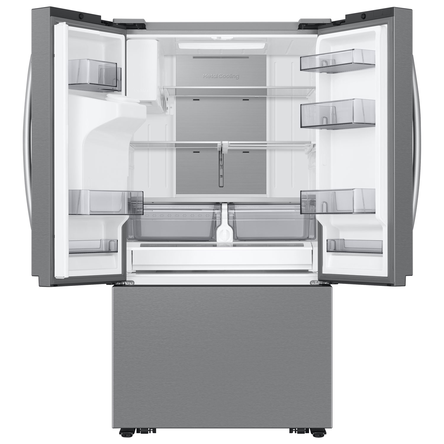 Réfrigérateur à deux portes à profondeur de comptoir de 25,5 pi³ et 36 po avec distributeur d'eau et de glaçons de Samsung - Inox