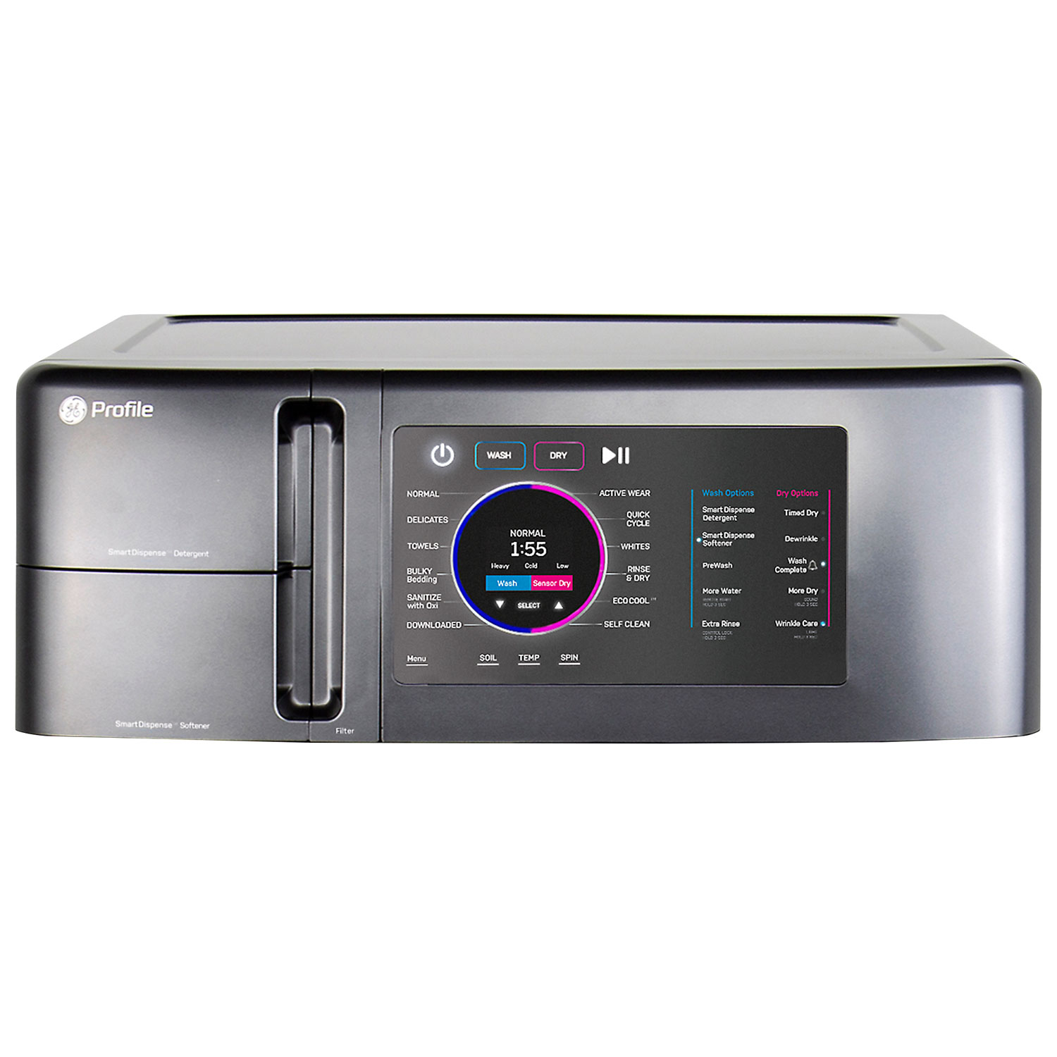 GE 5.5 Cu. Ft. UltraFast Electric Washer & Dryer Combo - Carbon Graphite