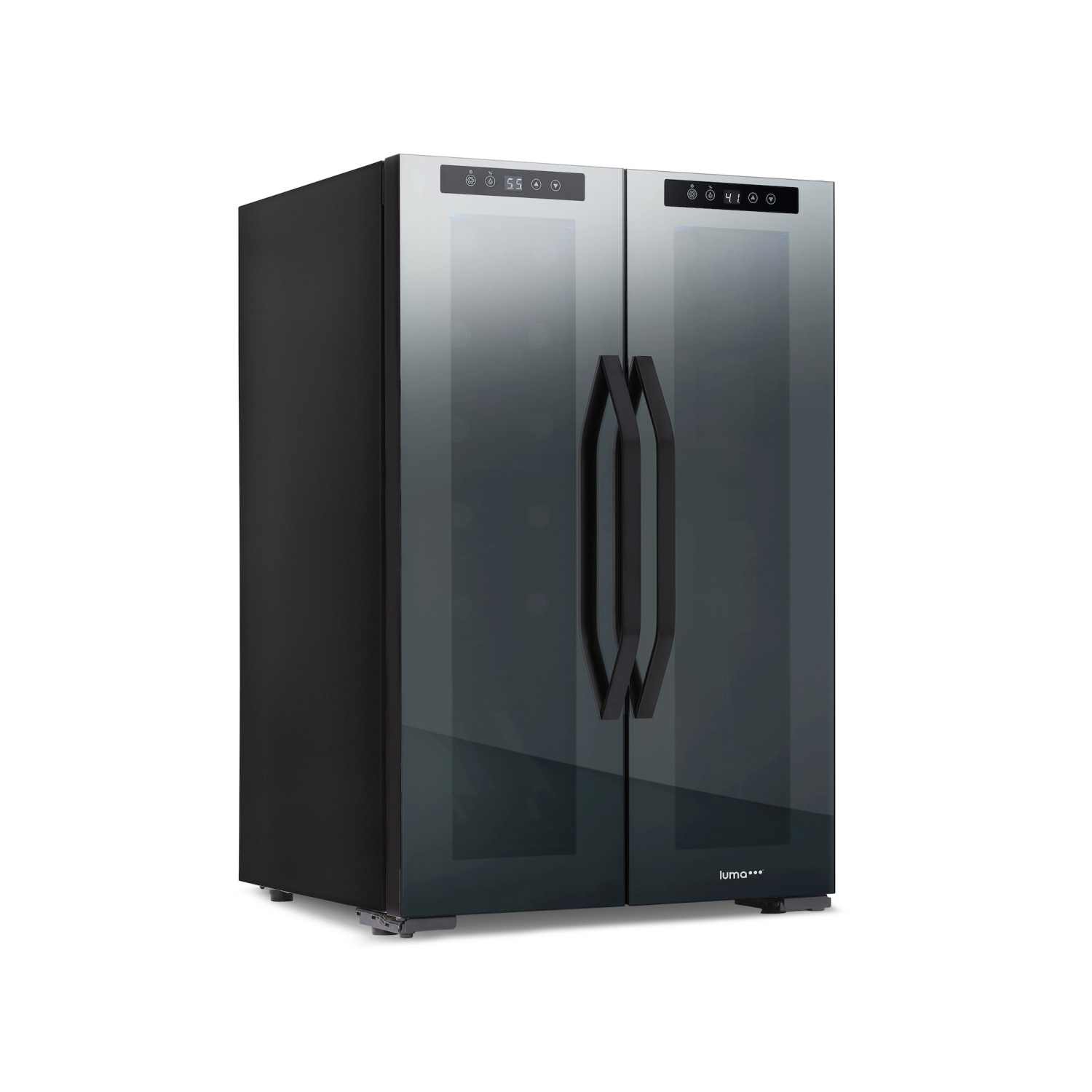 Luma Comfort Wine Cooler Refrigerator, Dual Zone Freestanding Wine Cellar, 12 Bottle and 39 Can Capacity, Mirrored Wine Fridge (LWB051BKD0) - Black