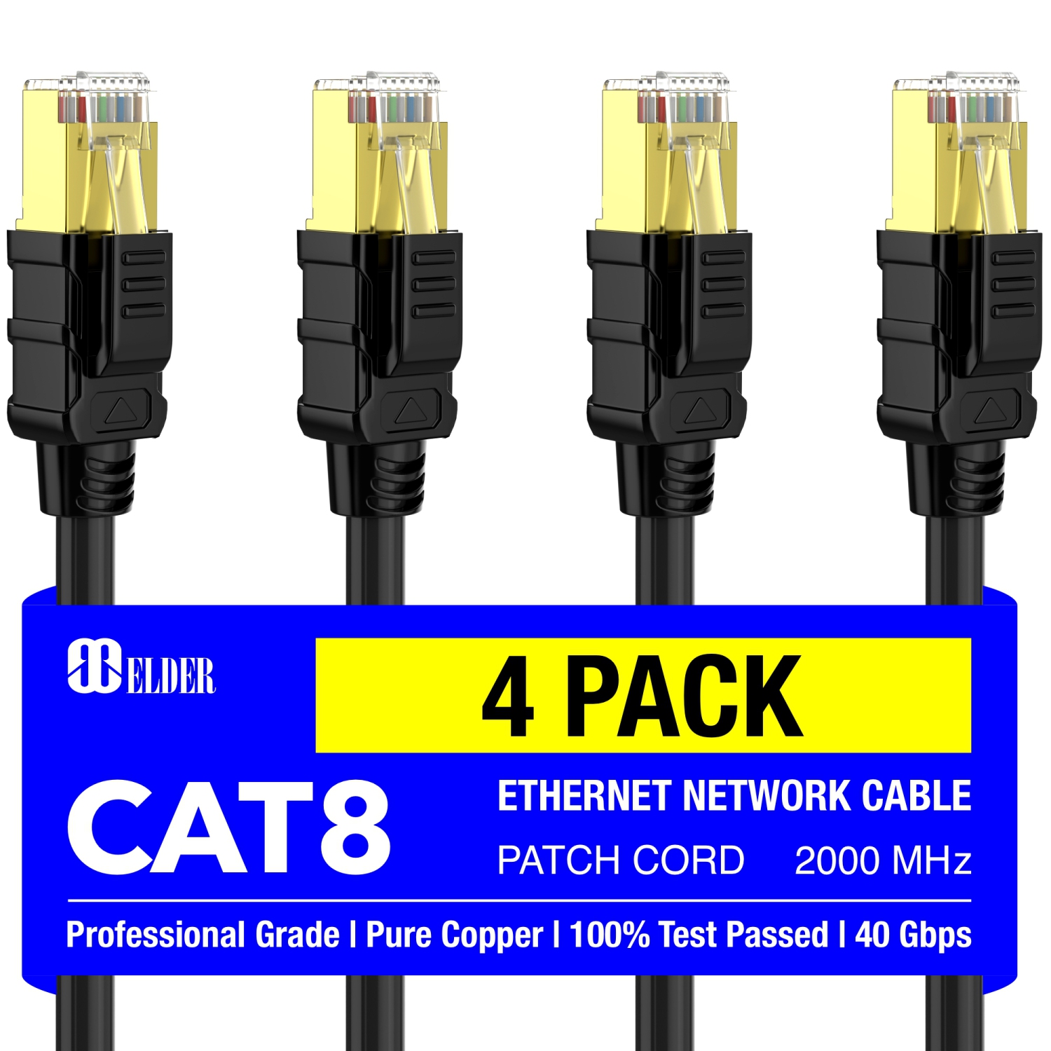 Cat8 Ethernet Cable 5ft Network Cable x4 Pack High Speed 40Gbps 2000MHz Patch Cord LAN Heavy Duty Shielded Cat 8 RG45 Cable PoE Internet Wire Outdoor & Indoor 5 FT - 1.5 M