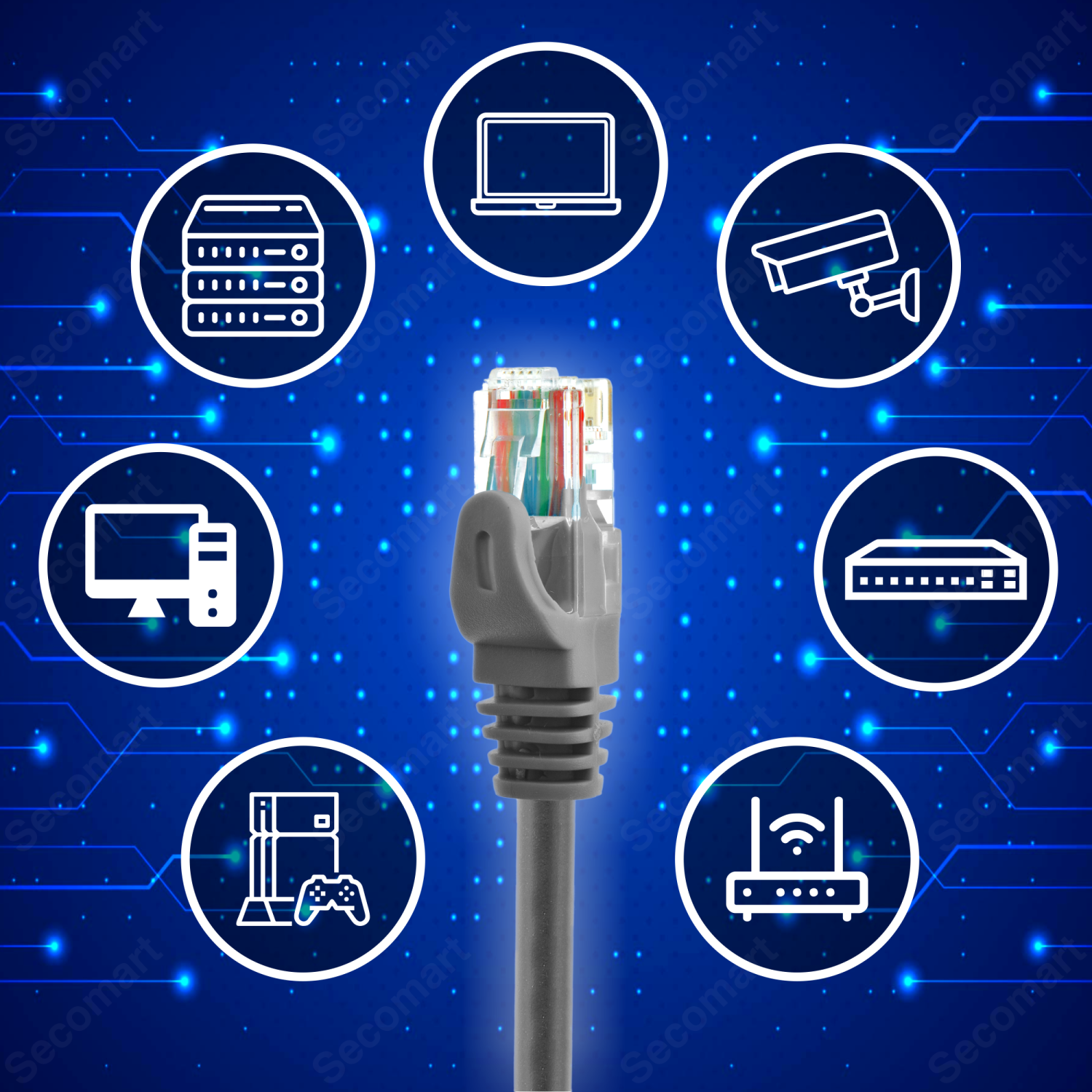 Ethernet Cable Cat5e 7ft Network Cable x5 Pack Patch Cord LAN Wire, High-Speed PoE RJ45 Internet Cable Cat5e - Gray - 7 Feet - 2 Meter
