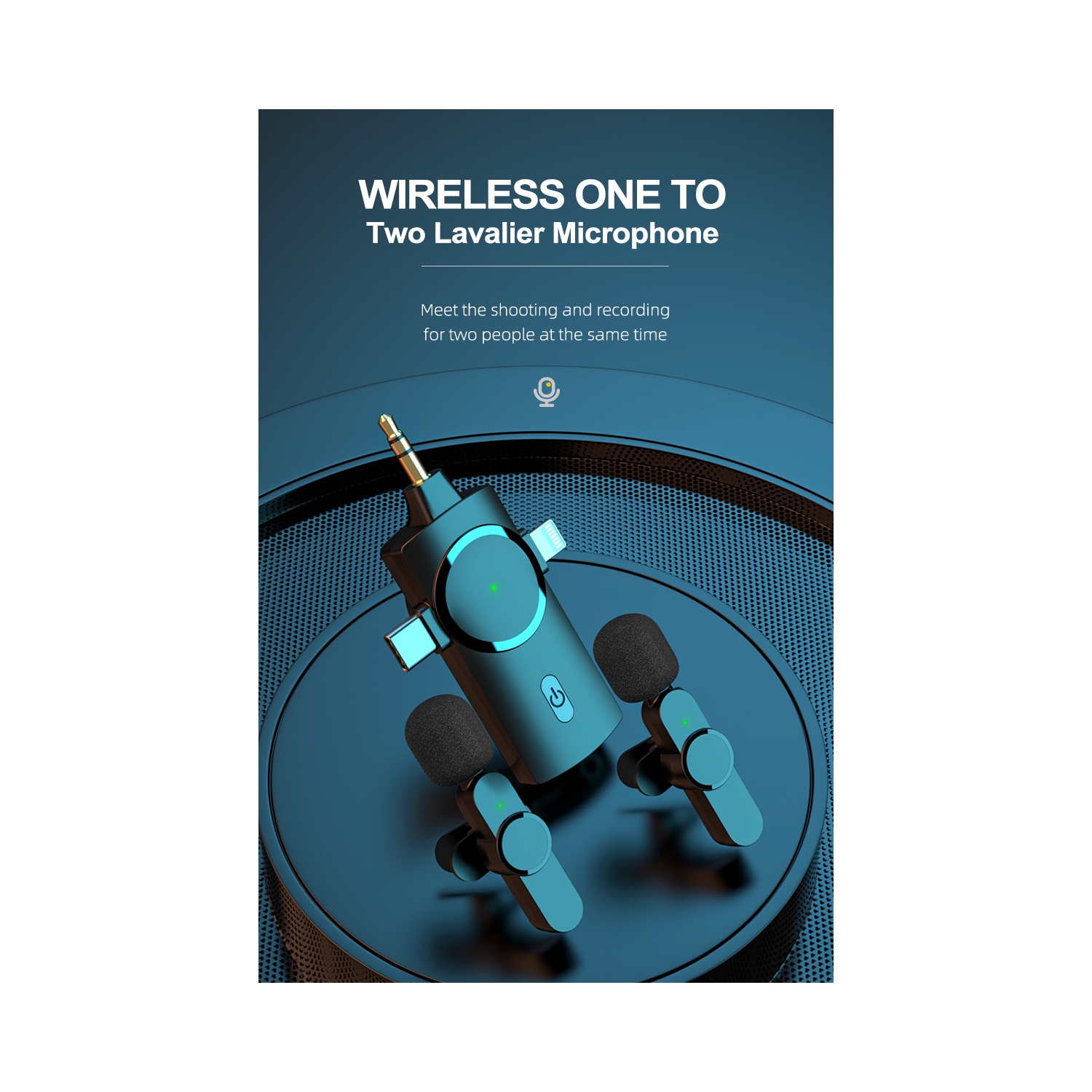 Micro-cravate double sans fil 3-en-1 ULTREND, réduction du bruit intégrée 2,4G, micro-voix omnidirectionnel 360, réception sans fil 120 mètres, long