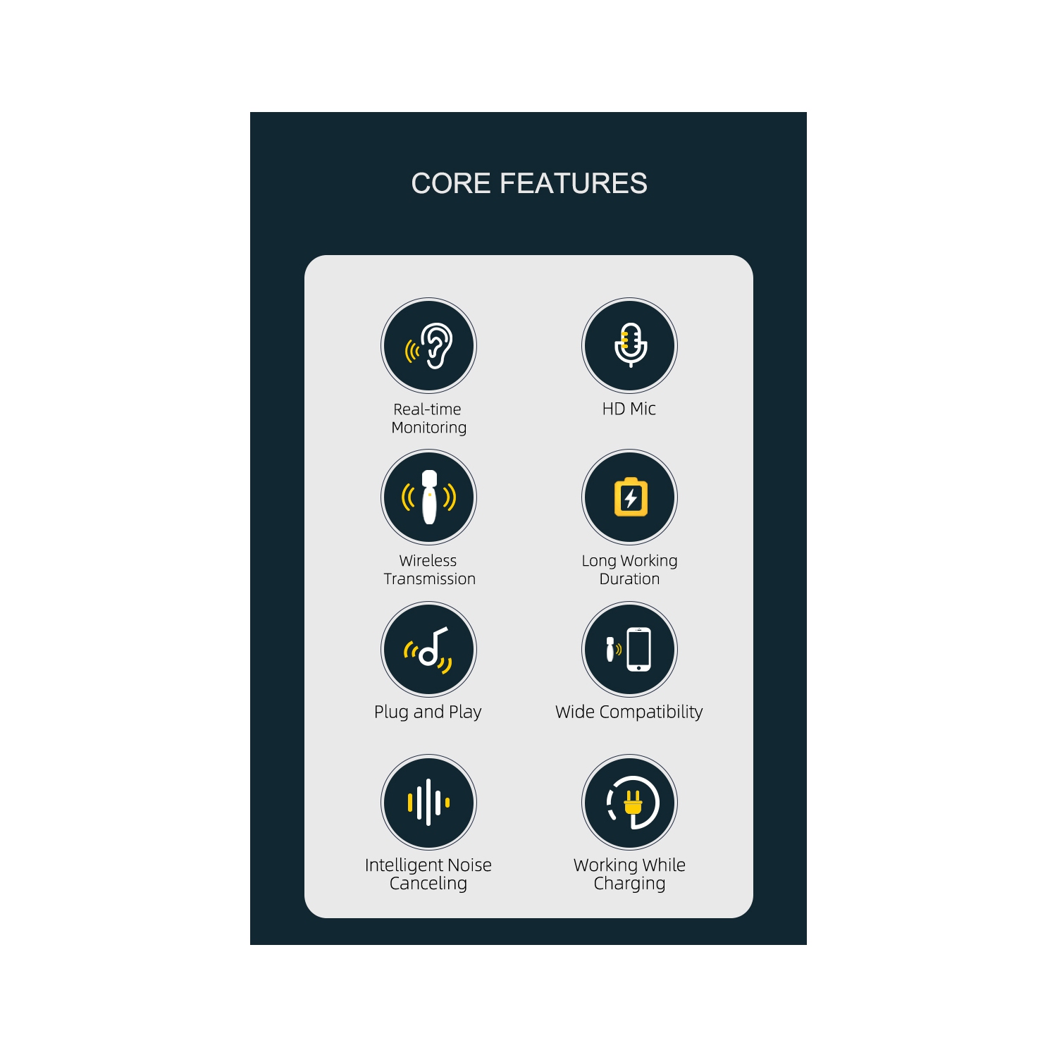 Micro-cravate double sans fil 3-en-1 ULTREND, réduction du bruit intégrée 2,4G, micro-voix omnidirectionnel 360, réception sans fil 120 mètres, long