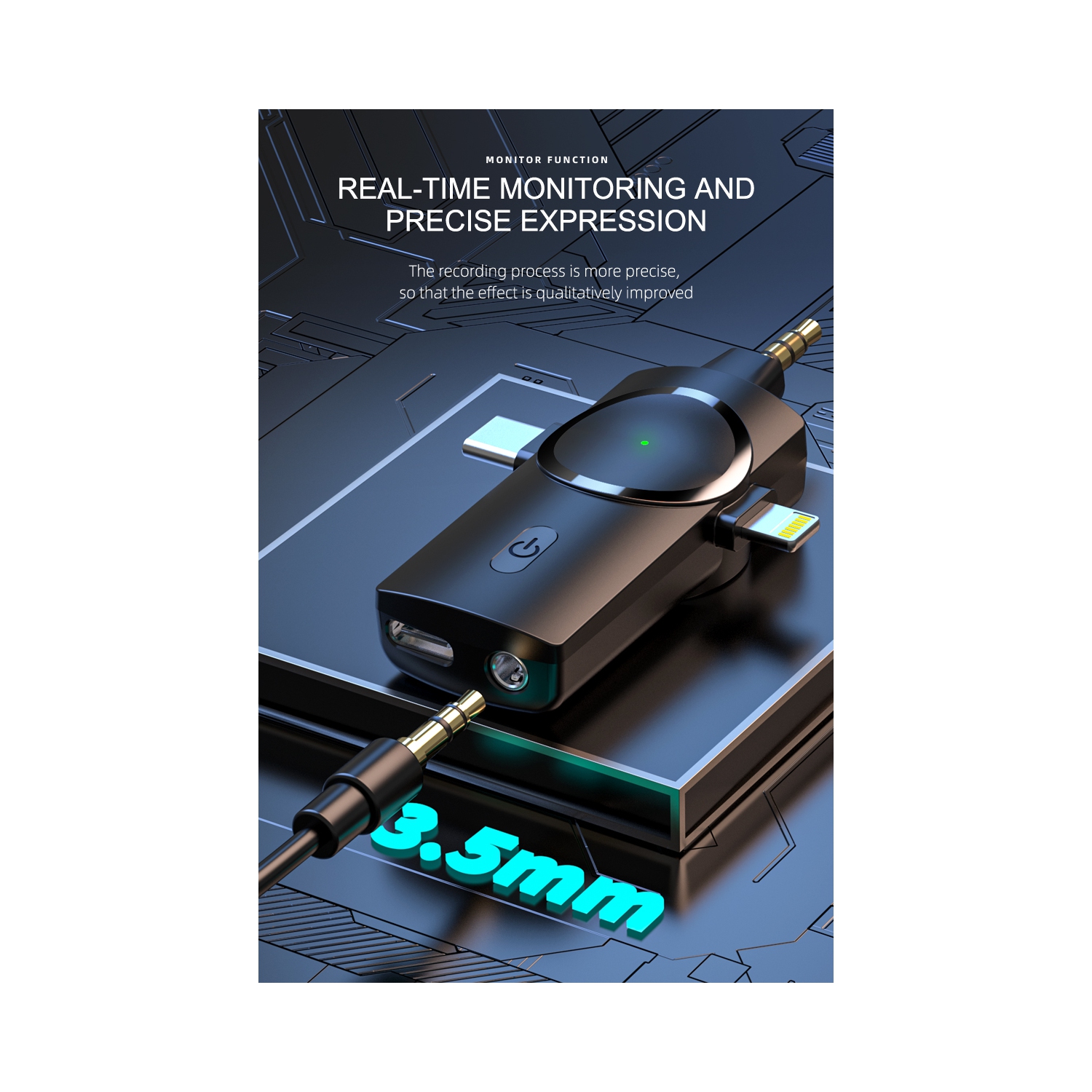 Micro-cravate double sans fil 3-en-1 ULTREND, réduction du bruit intégrée 2,4G, micro-voix omnidirectionnel 360, réception sans fil 120 mètres, long