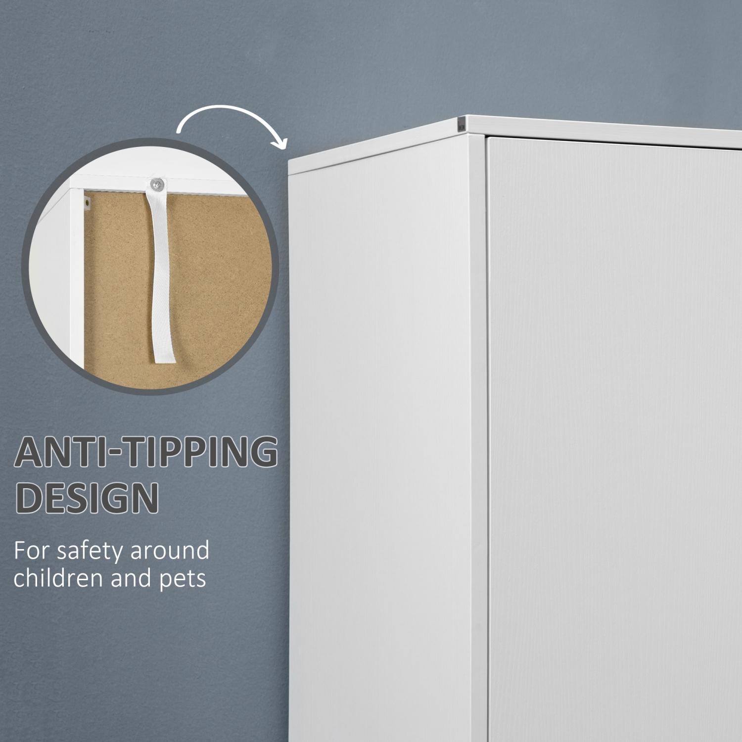 HOMCOM Modern Wardrobe Closet Armoire with 2 Drawers and Hanging Rod, Clothes Storage Organizer with Anti-tipping Design for Bedroom, White