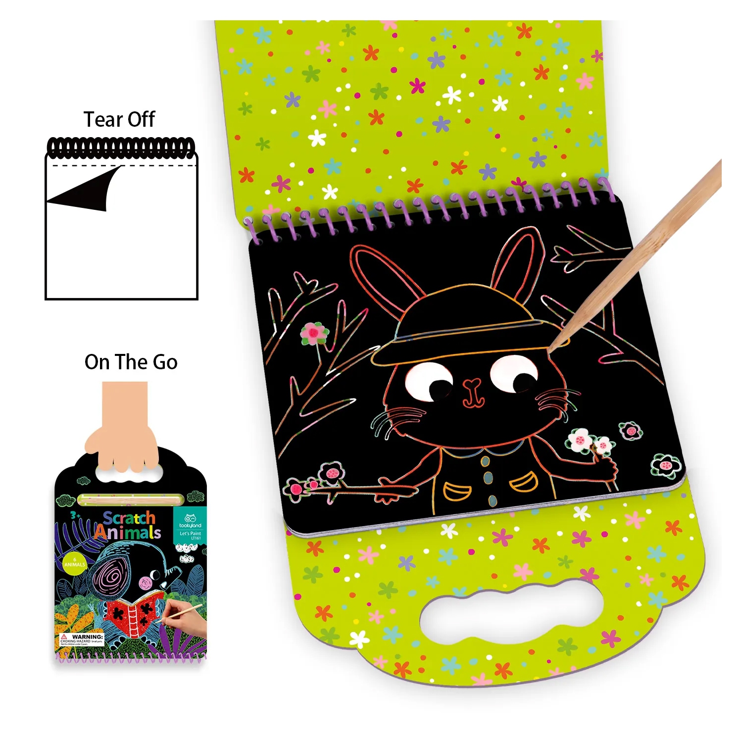 TOOKYLAND Scratch Art Pad Toys - Party Favors and Paper Crafts, For Kids 3 Year Old +