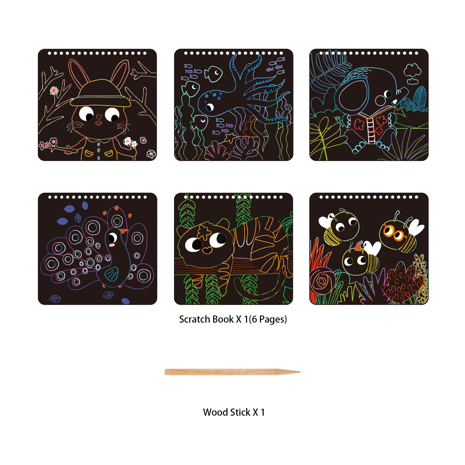 TOOKYLAND Scratch Art Pad Toys - Party Favors and Paper Crafts, For Kids 3 Year Old +