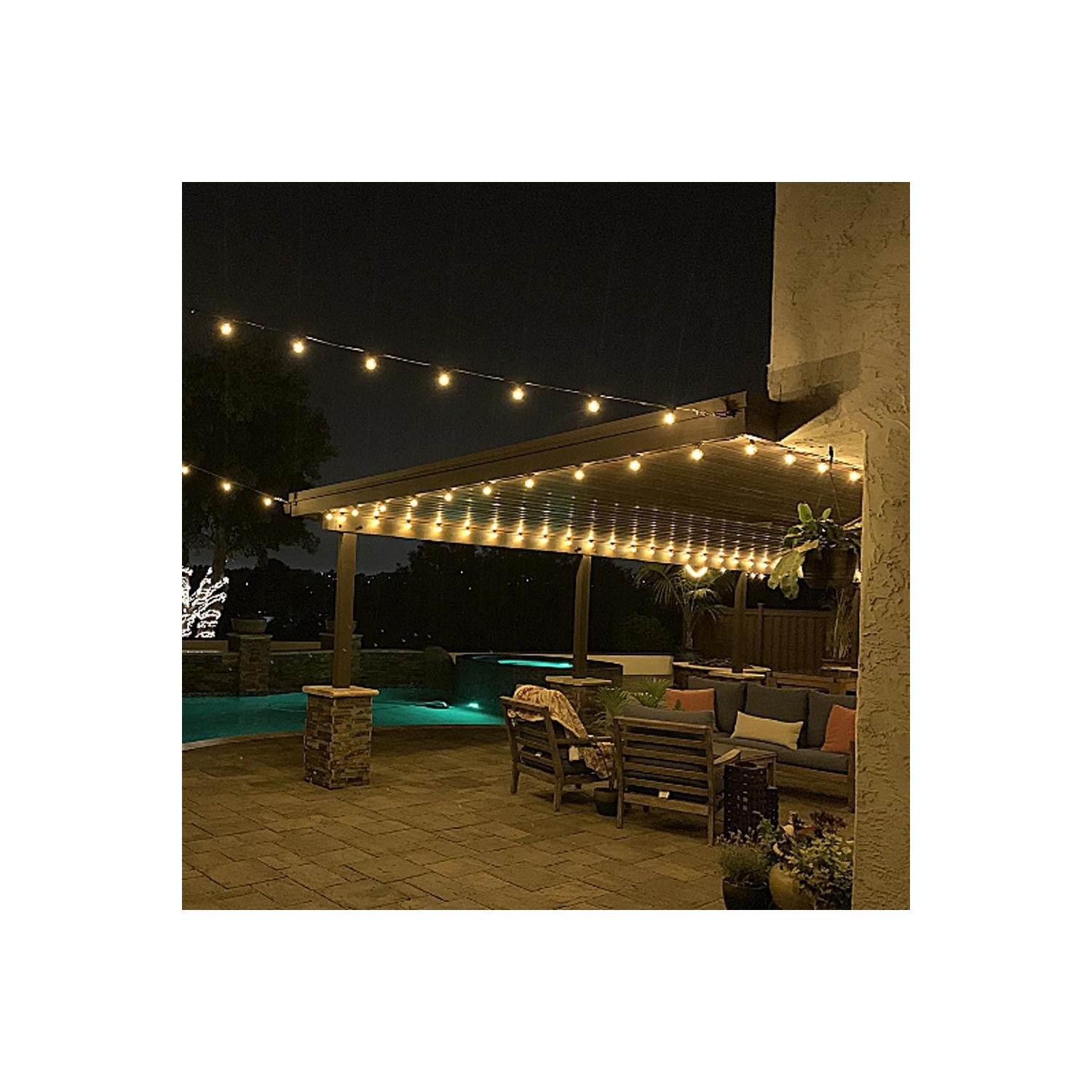 Novelty Lights 25 Pack G50 LED Light Bulbs, E17 C9 Intermediate Screw Base Shatterproof Outdoor String Lights Clear Globe Bulbs, Edison Light Bulbs