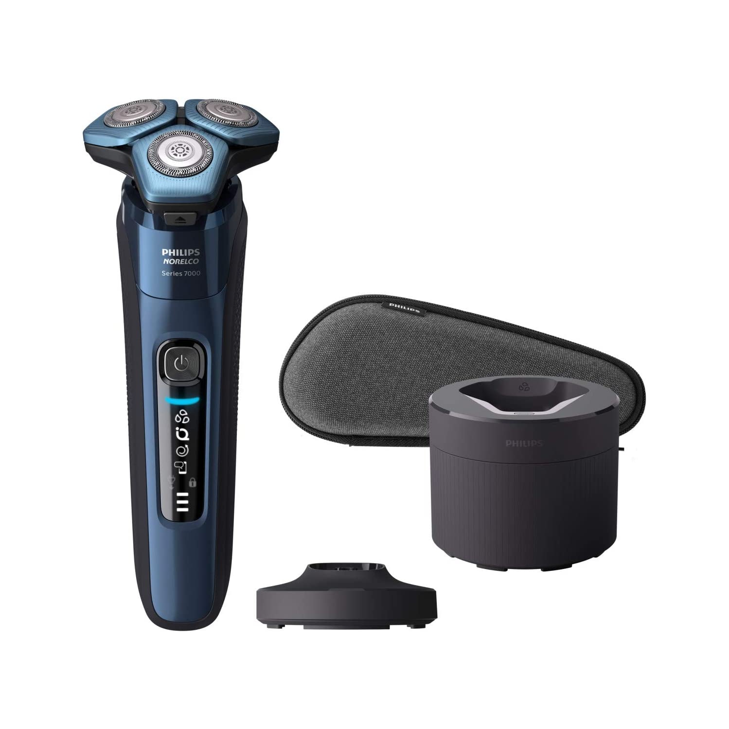 Philips Norelco Shaver 7700, Rechargeable Wet & Dry Electric Shaver with SenseIQ Technology, Quick Clean Pod, Charging Stand and Pop-up Trimmer, S7782/85 for Unisex Adult