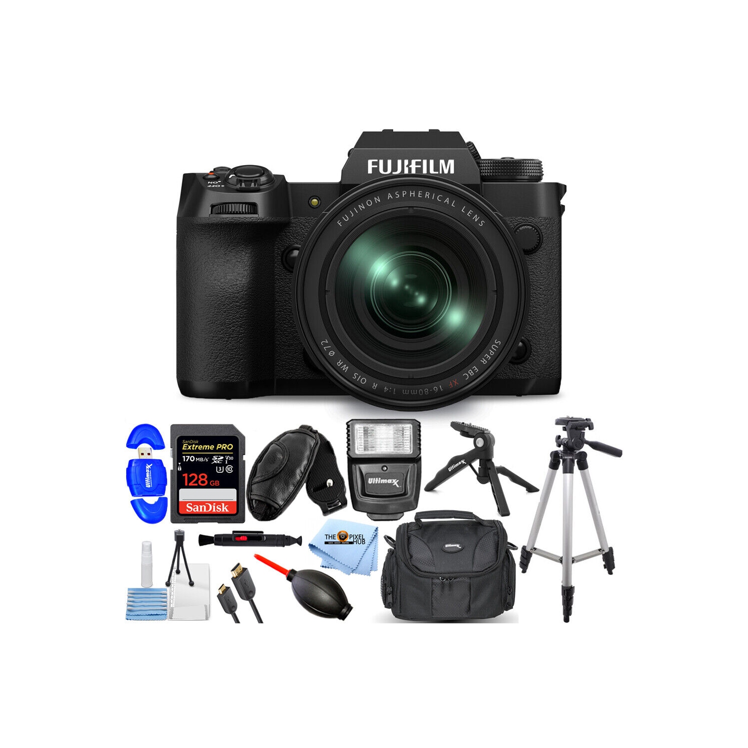 FUJIFILM X-H2 Mirrorless Camera with 16-80mm Lens - 12PC Accessory Bundle