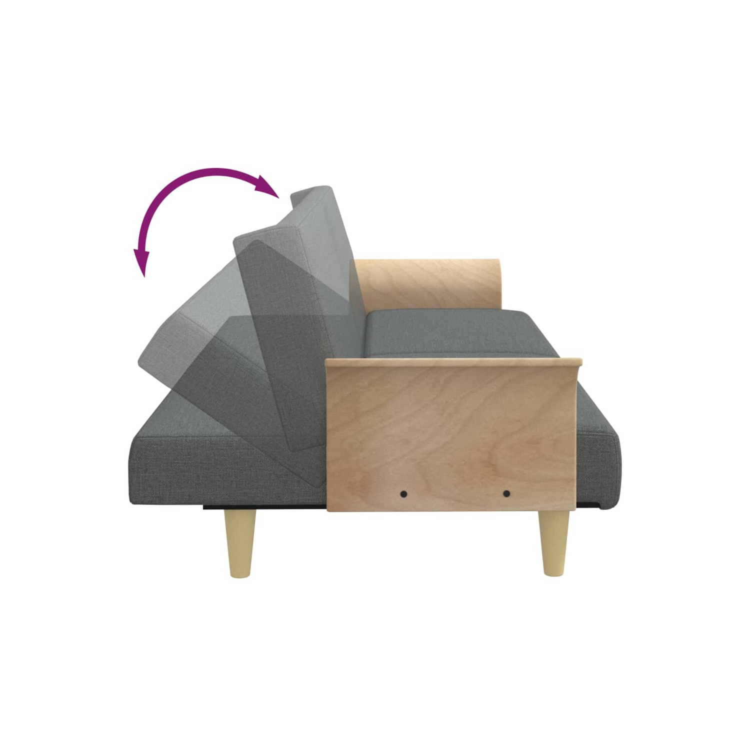 vidaXL Sofa Bed with Armrests Dark Grey Fabric