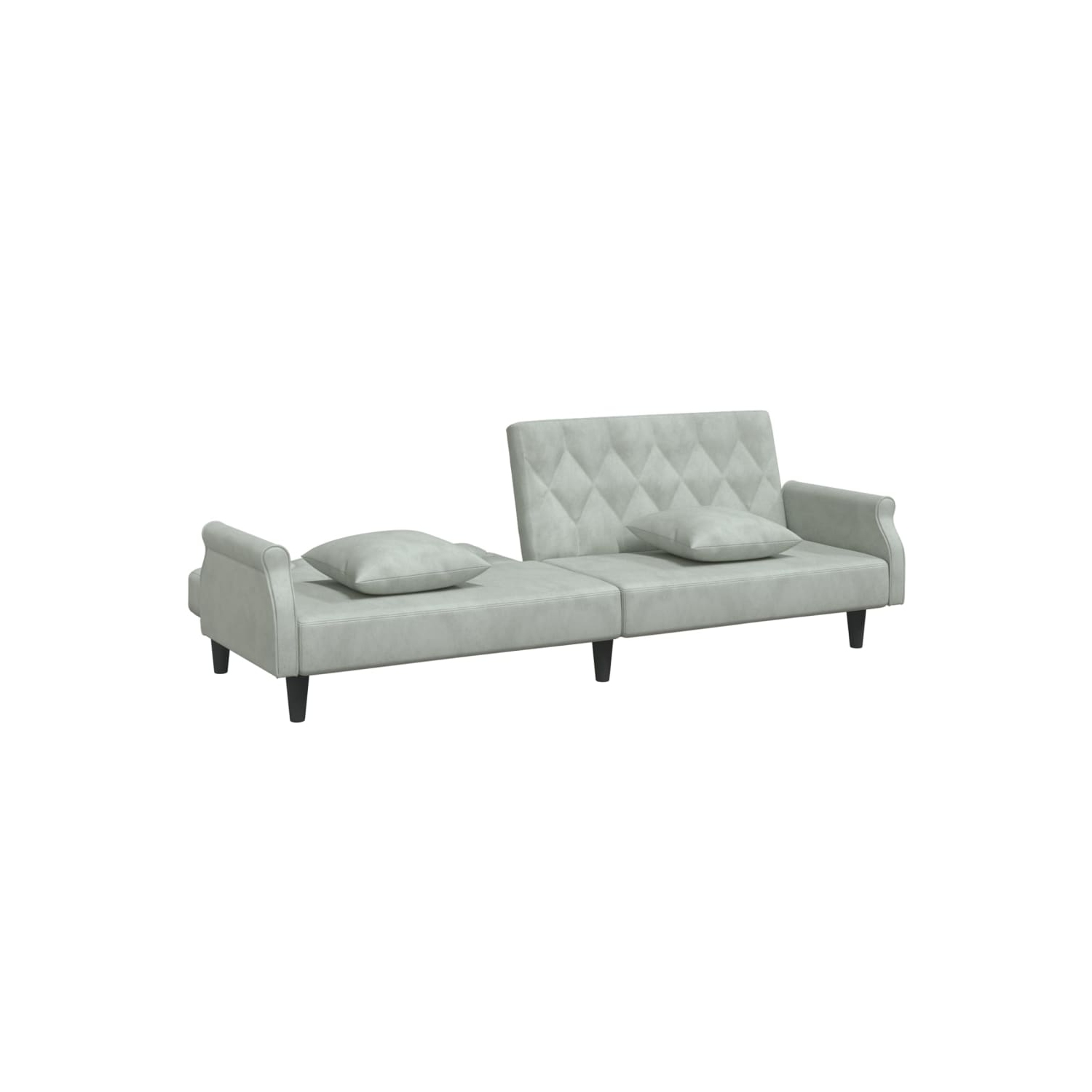 vidaXL Sofa Bed with Armrests Light Grey Velvet