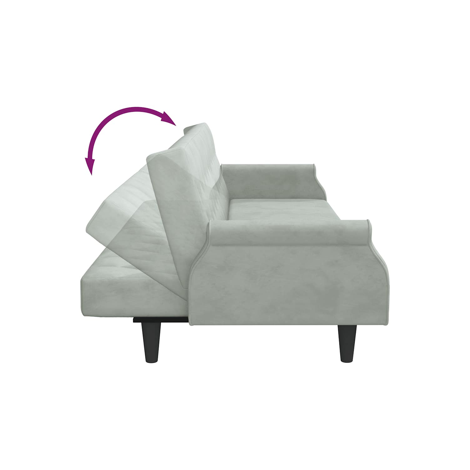 vidaXL Sofa Bed with Armrests Light Grey Velvet