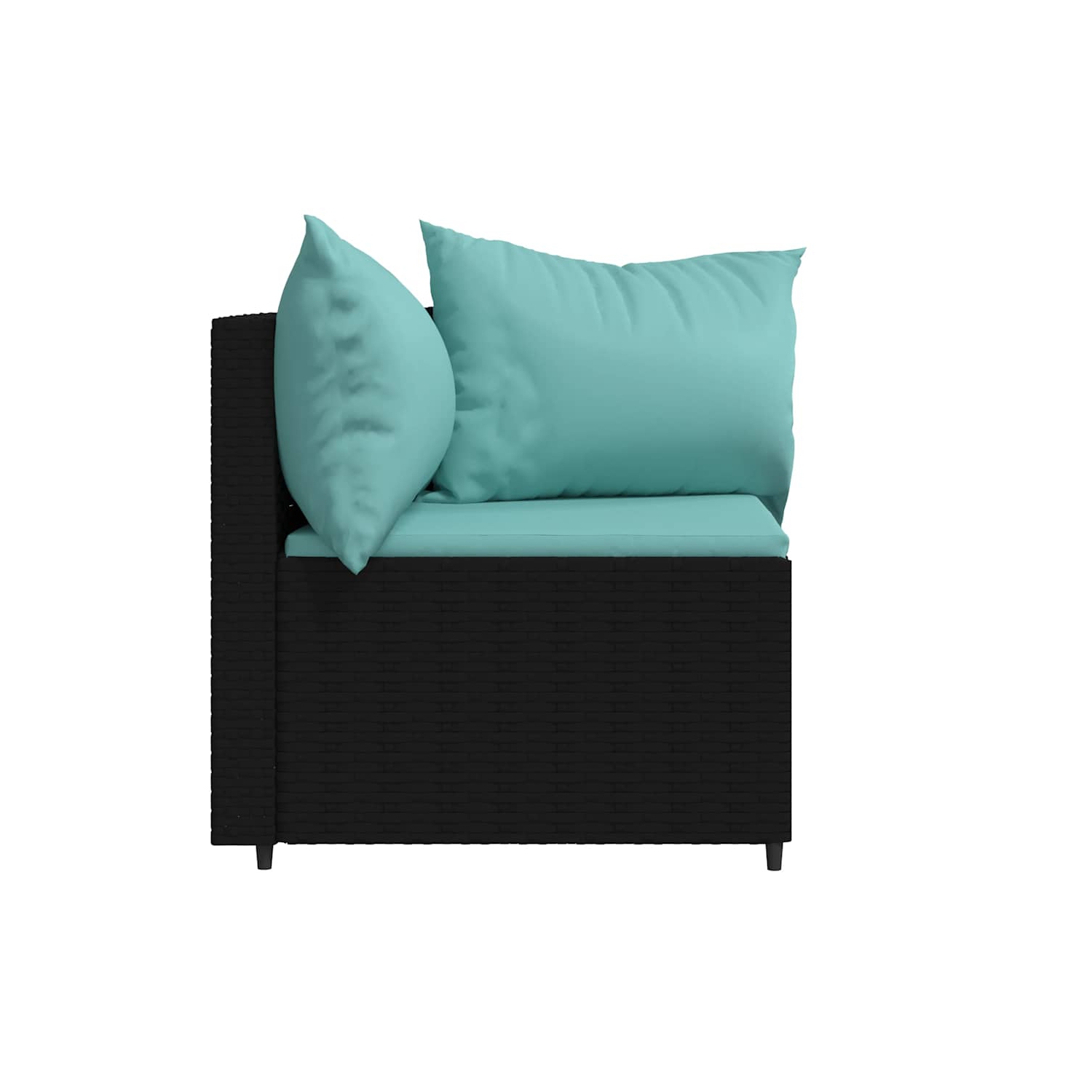 Canapés de coin de jardin avec coussins 2 pièces en poly rotin noir