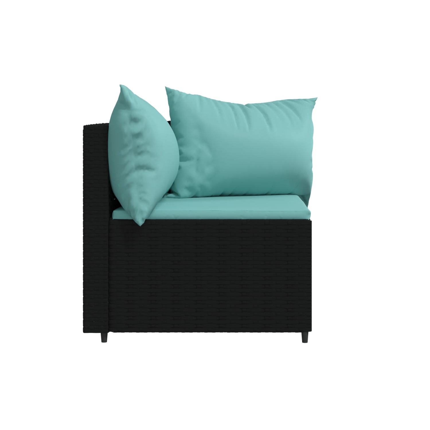 Canapés de coin de jardin avec coussins 2 pièces en poly rotin noir