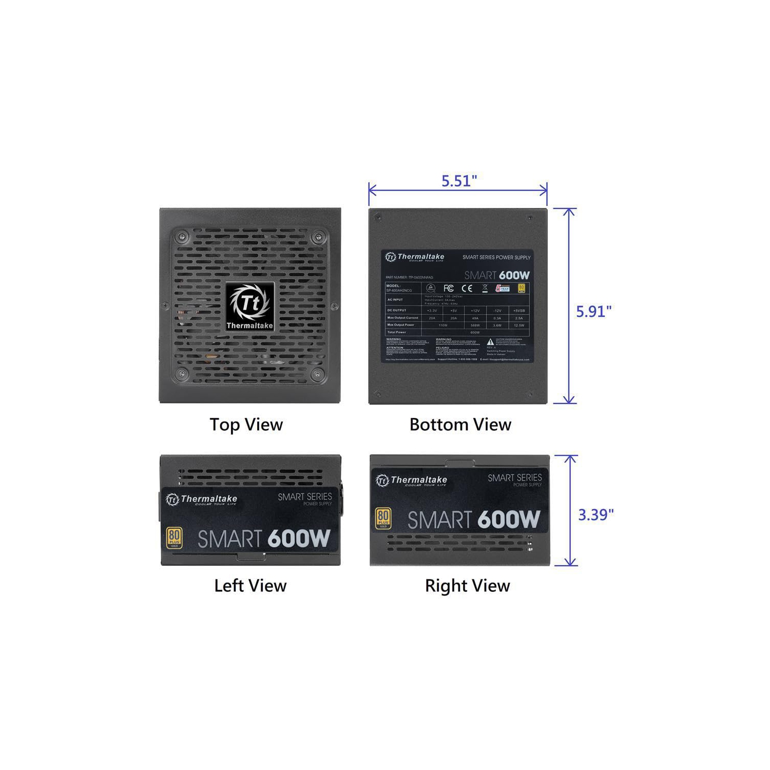 Toughpower GX2 80+ Gold 600 W SLI/Crossfire Ready Continuous Power ATX 12 V V2,4/EPS V2,92 W non modulaire de Thermaltake.