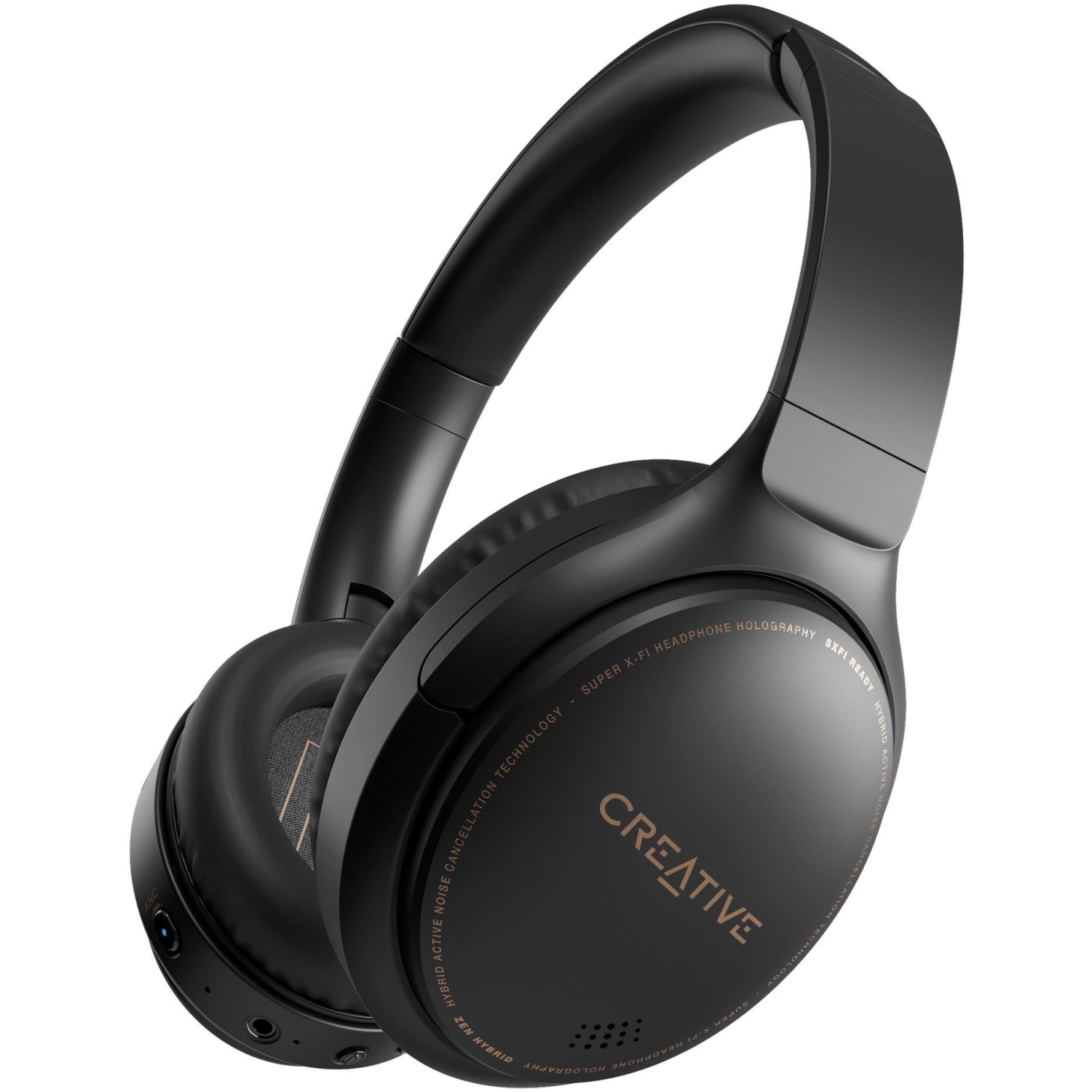 Creative Labs Over-ear Active Noise Cancelling Bluetooth 5.0 Headsets with Mic - Black