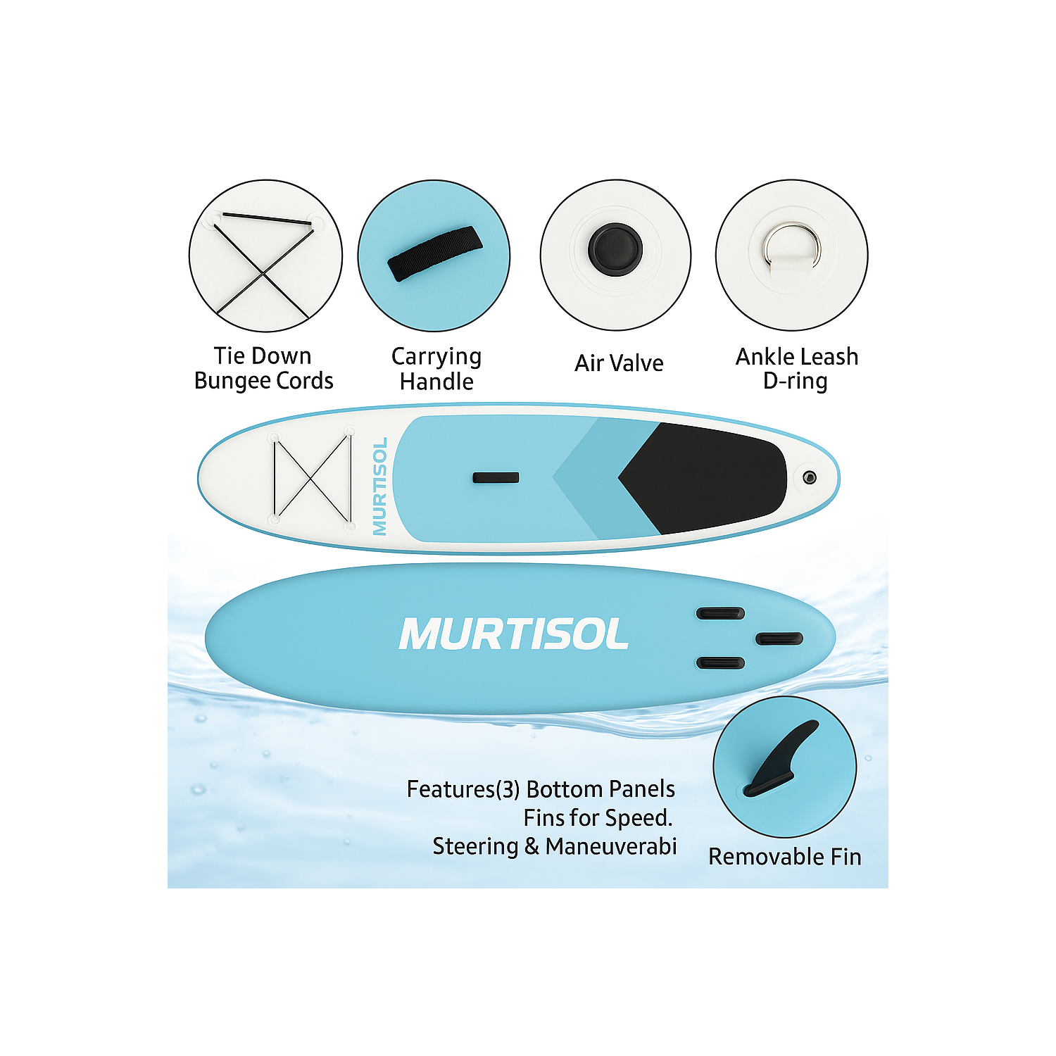 11FT Inflatable Stand up Paddle Board Ultra-Thick Durable PVC w/Premium SUP Accessories & Carry Bag |upgraded paddle boards w/ 3 Fish Fin for