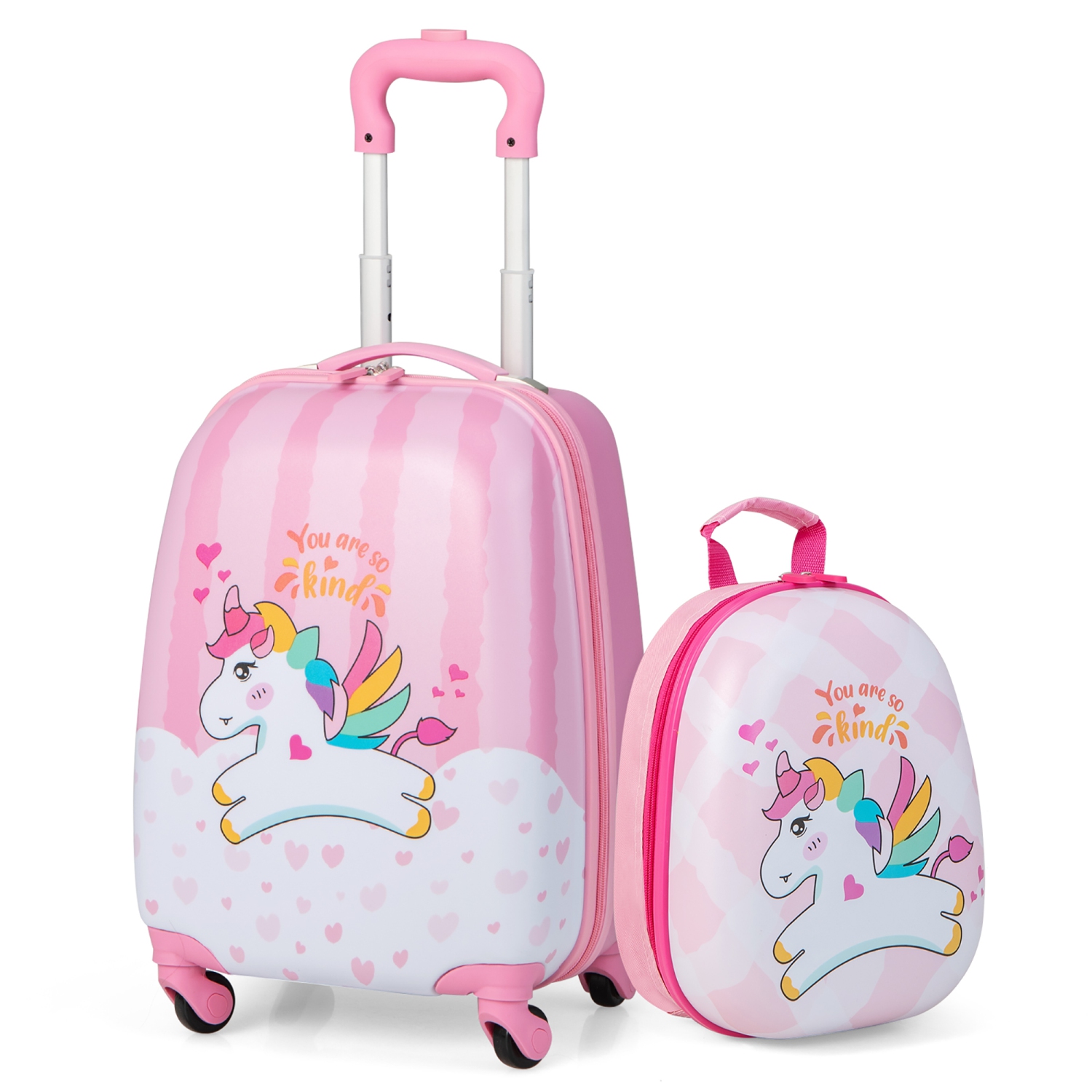 Ensemble de valises de cabine pour enfants 2PC de Costway 12 po et valise à roulettes de 16 po pour le voyage