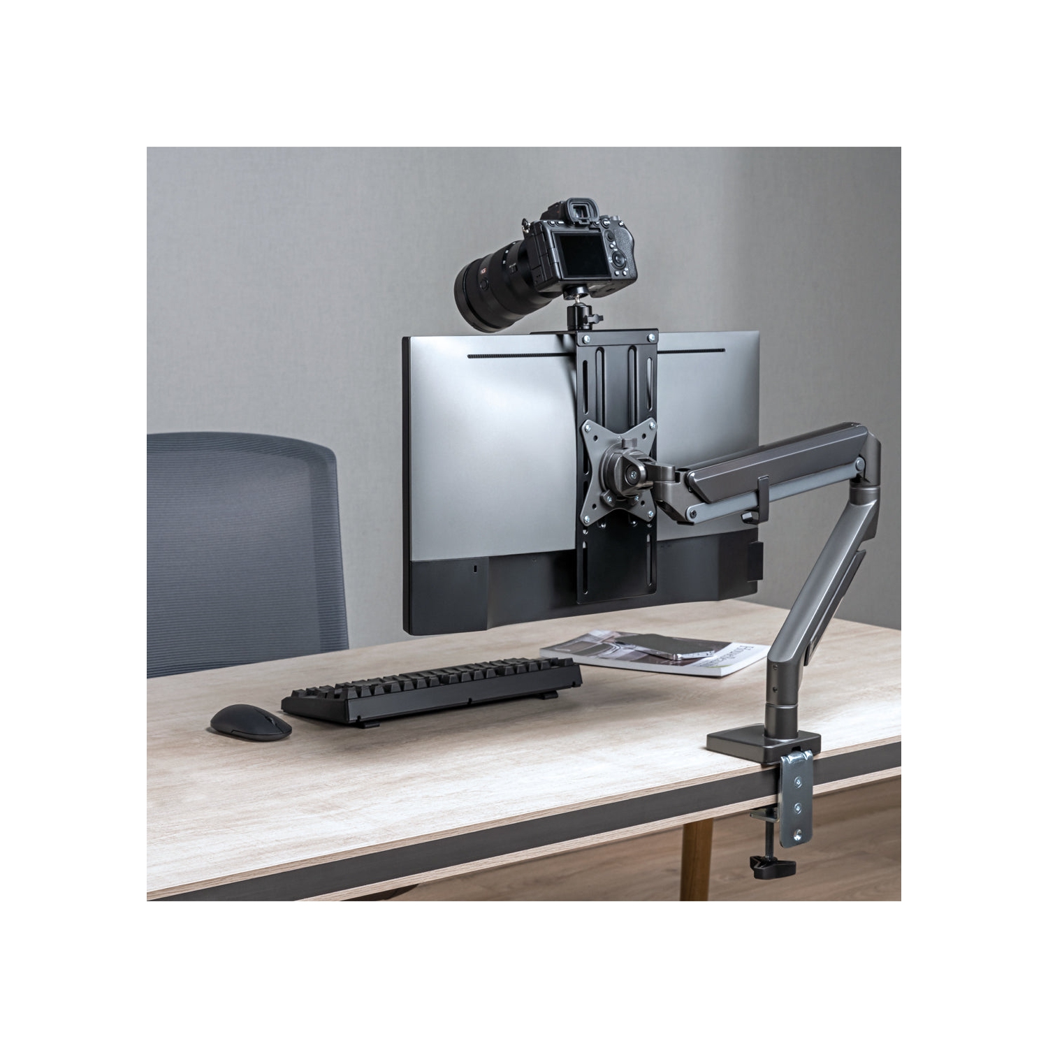 Desky Screen Caddy Shelf – Medium, VESA Monitor Top Shelf, Adjustable Height, Holds 6.6 lb Accessories