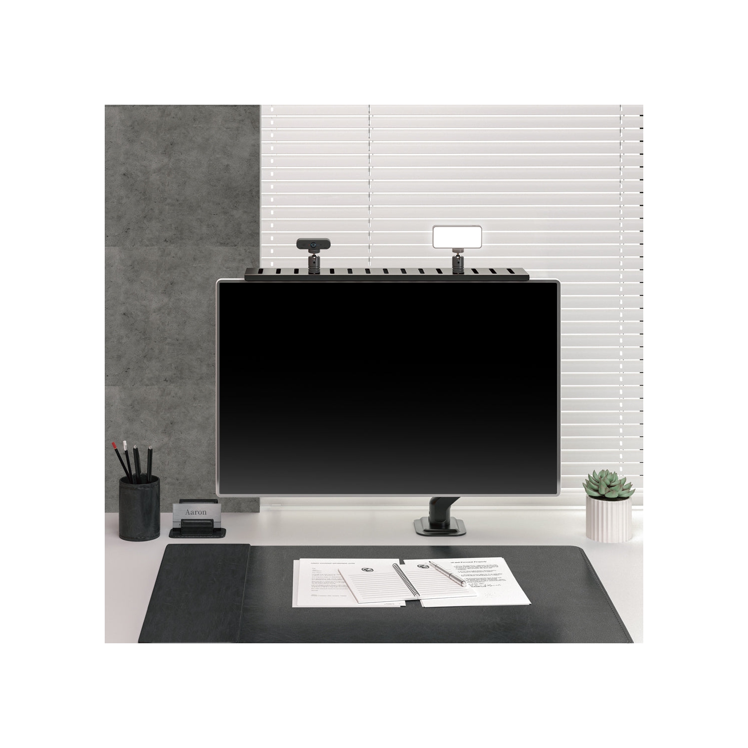 Desky Screen Caddy Shelf – Medium, VESA Monitor Top Shelf, Adjustable Height, Holds 6.6 lb Accessories