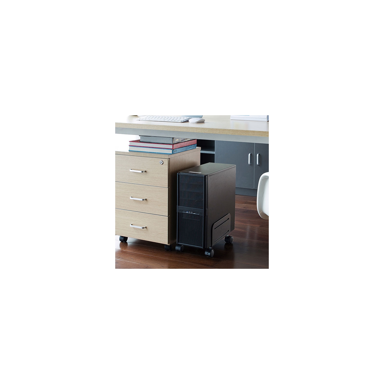 Desky Computer Tower Stand – Steel Adjustable Width up to 8.2", 22 lb Capacity, Lockable Caster Wheels for Mobility