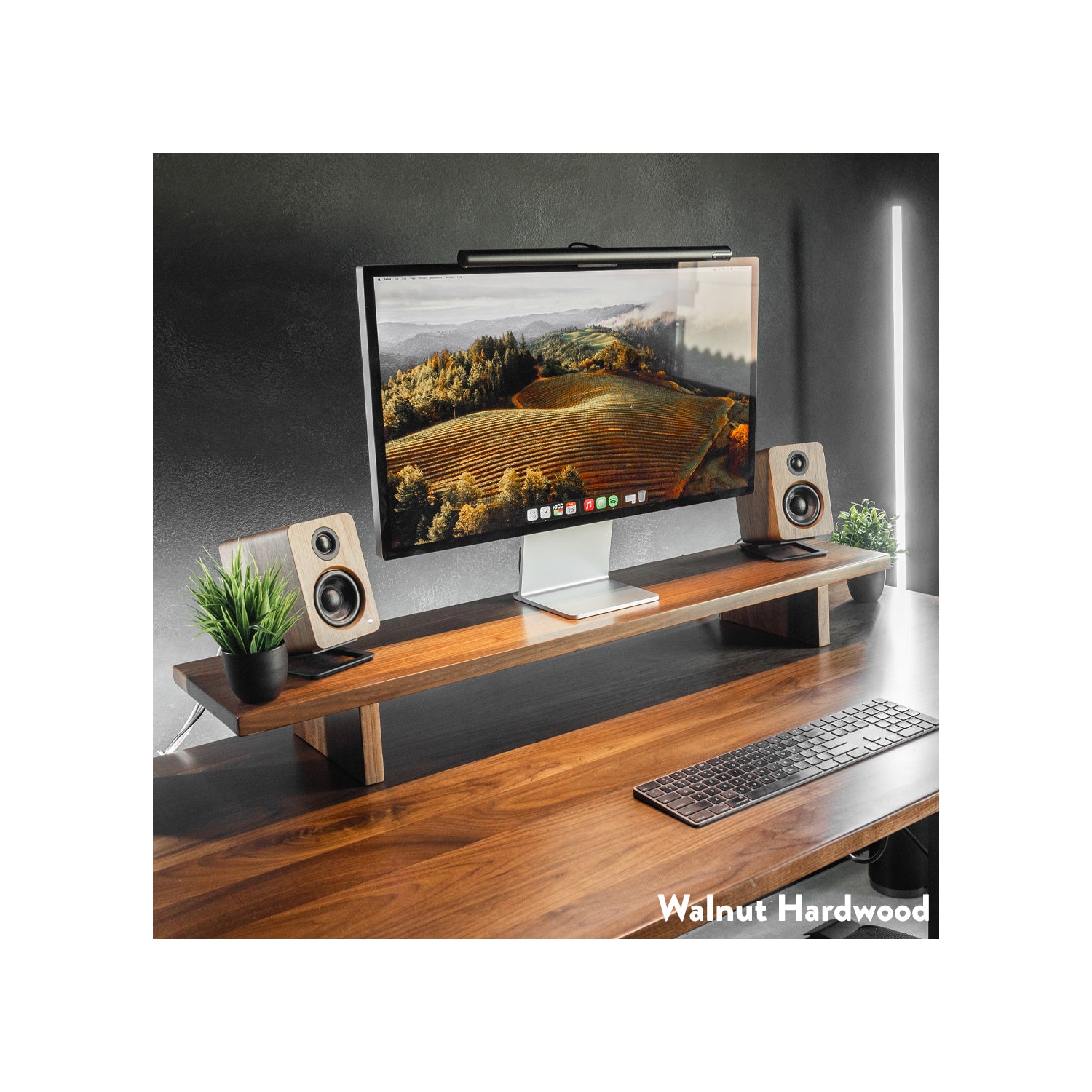 LA QUEENIE Monitor Stand Riser,Wood & Acrylic Computer Monitor Stand With LED Light,Desk Accessories Desktop Organizer Stand For