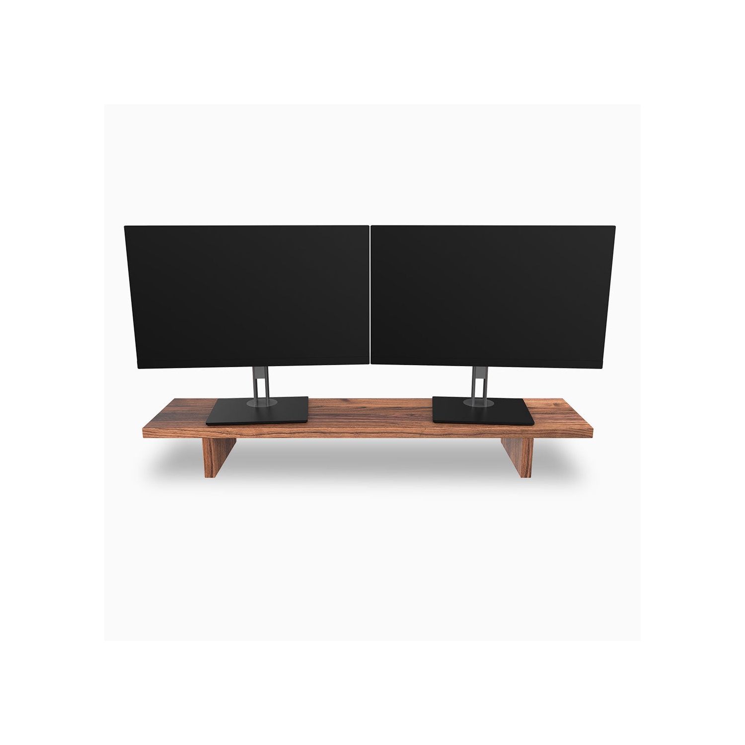 Desky Monitor Stand - Walnut Hardwood Computer Desk Riser, Dual Screen 1050x250mm/41.3" (L) x 9.8" (H)