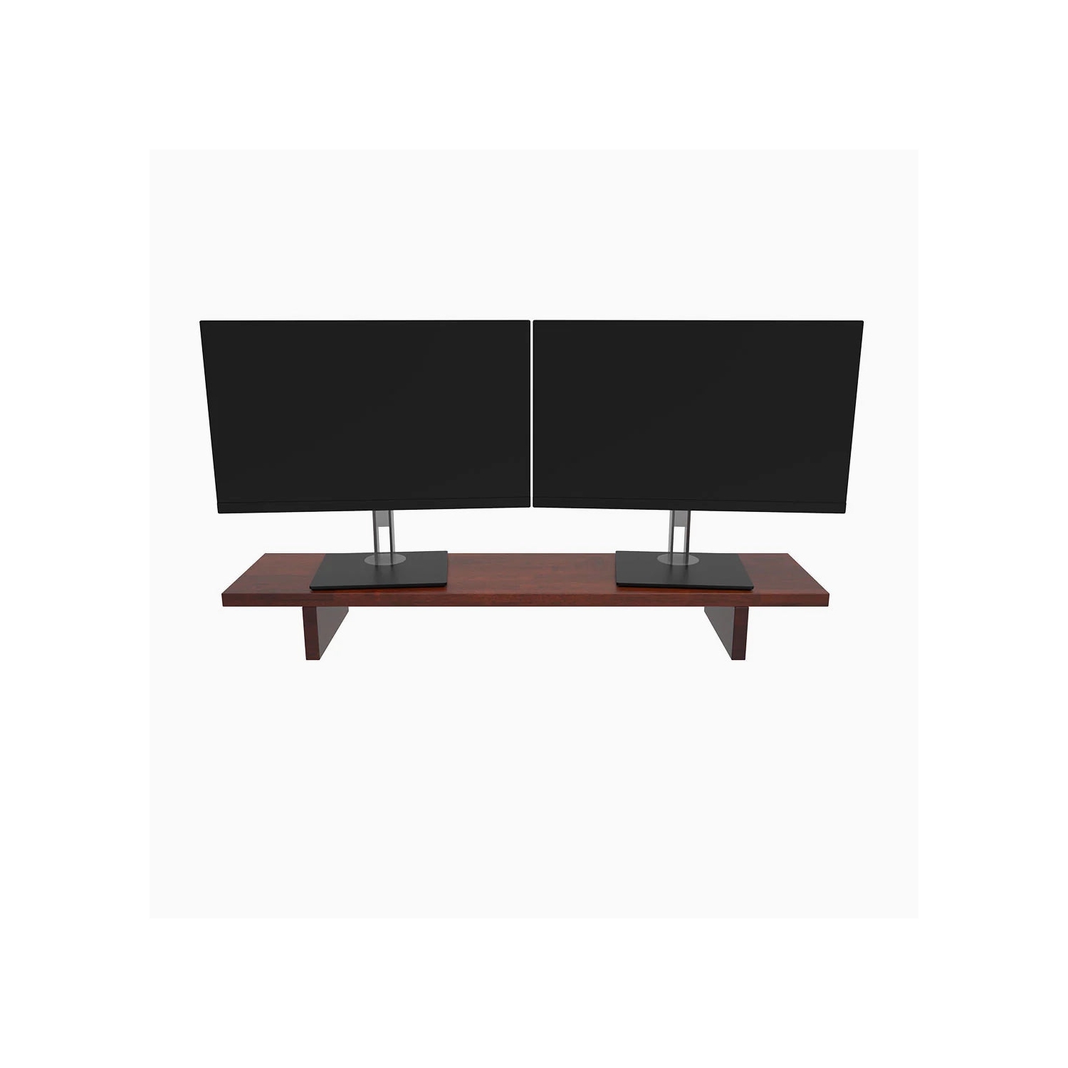 Desky Monitor Stand - Walnut Rubberwood Computer Desk Riser, Dual Screen 1050x250mm/41.3" (L) x 9.8" (H)