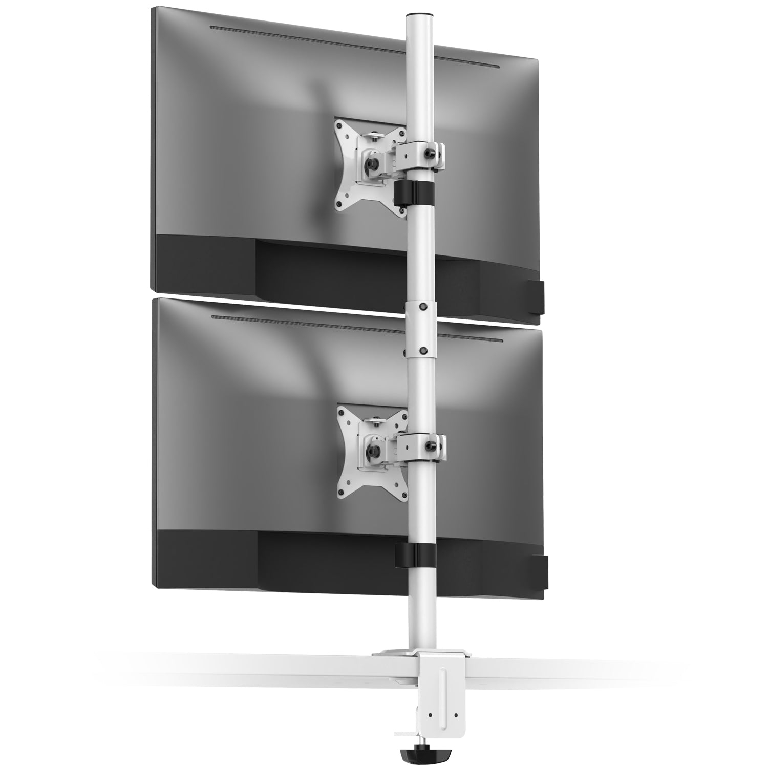 Desky Dual Vertical Monitor Mount White 18"-32" Eco Bracket Screen Holder VESA 75/100