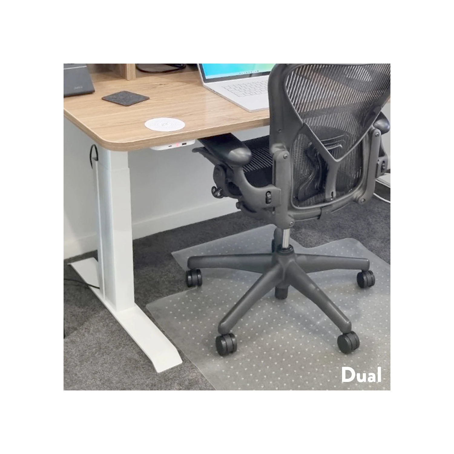 Desky Magnetic Cable Management – Grey, Fits Desky Dual Frames, 19.7″ Magnetic Under-Desk Cable Tray