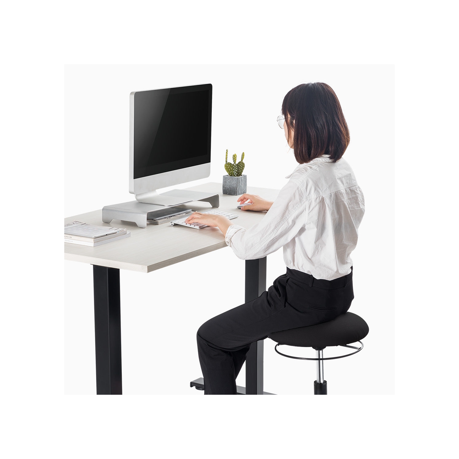 Desky Sit-Stand Bar Active Stool – Height Adjustable 19.7"–27.6", Weighted Base, Active Sitting & Perching