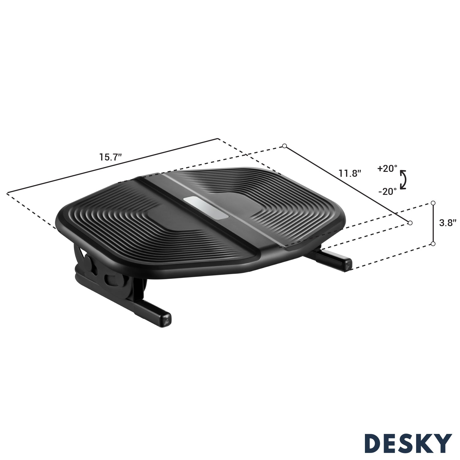 Desky Rippled Foot Rest – Green Textured Tilting Platform +/-20° Incline With Anti-Skid Base And Massage Surface