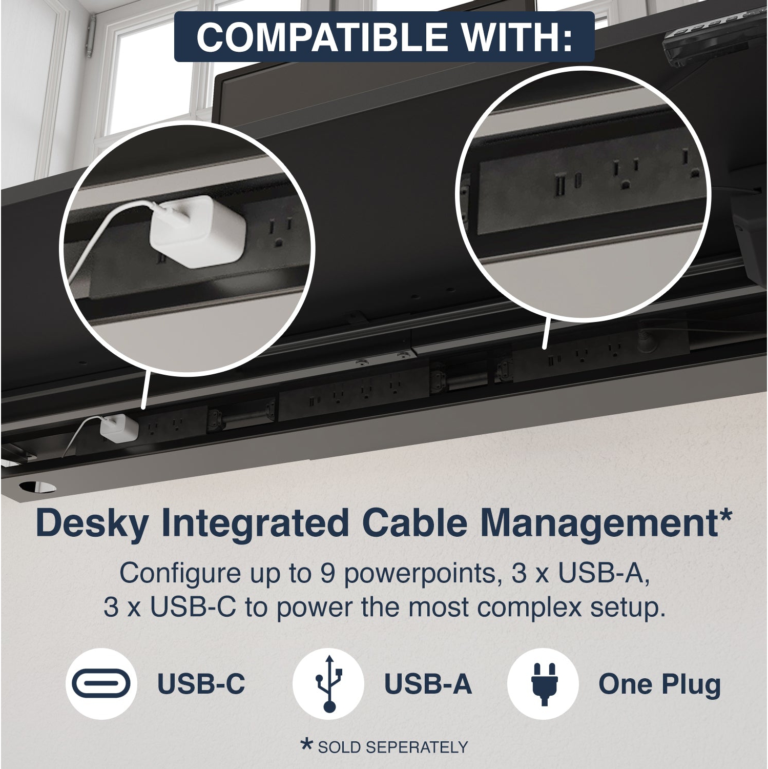 Desky Single Sit-Stand Desk - 47.2" Black Top Single Motor Up To 48.4 Inch Lift 176 Lb Capacity, White Frame