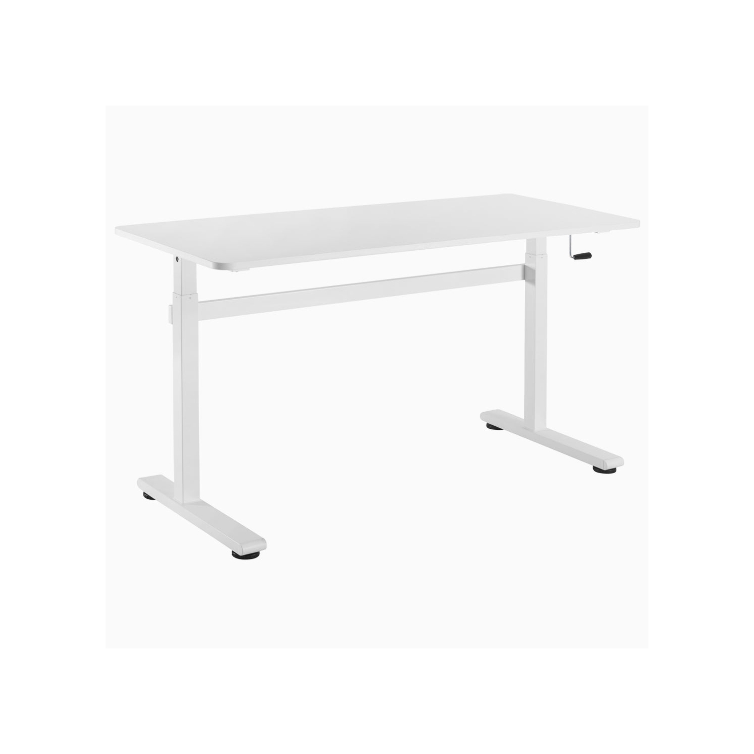 Desky Zero Manual Sit-Stand Desk - Crank Lift up to 46.1", Manual Height Adjustable Sturdy Steel Frame Levelling Feet - White